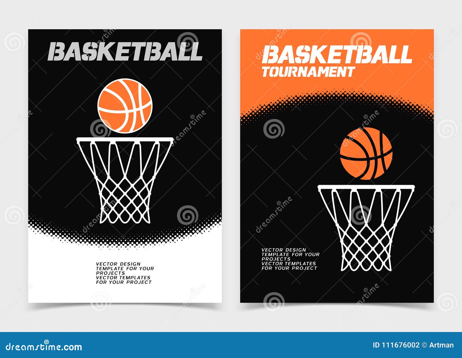 basketball brochure or web banner  with ball and hoop icon