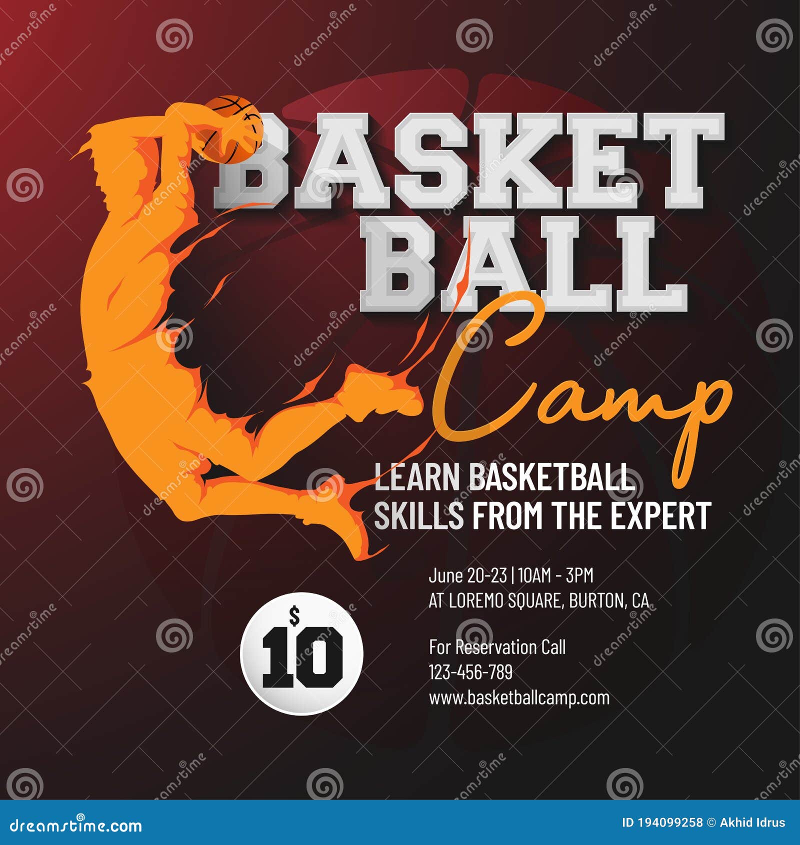 Basketball Camp Design Flyer Template Stock Vector - Illustration In Basketball Camp Brochure Template