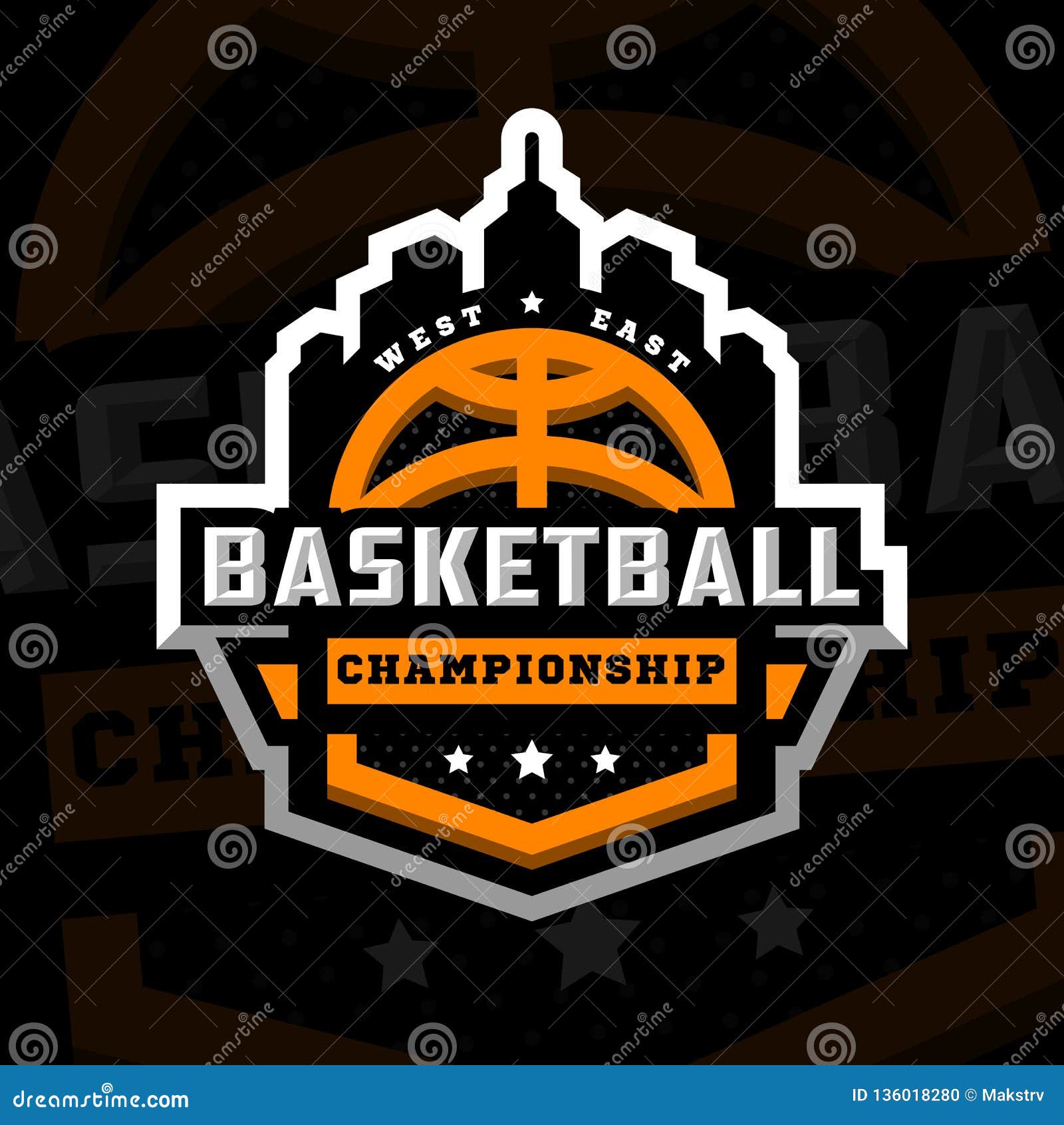 Modern professional basketball logo design. All star championship sign.  Stock Vector