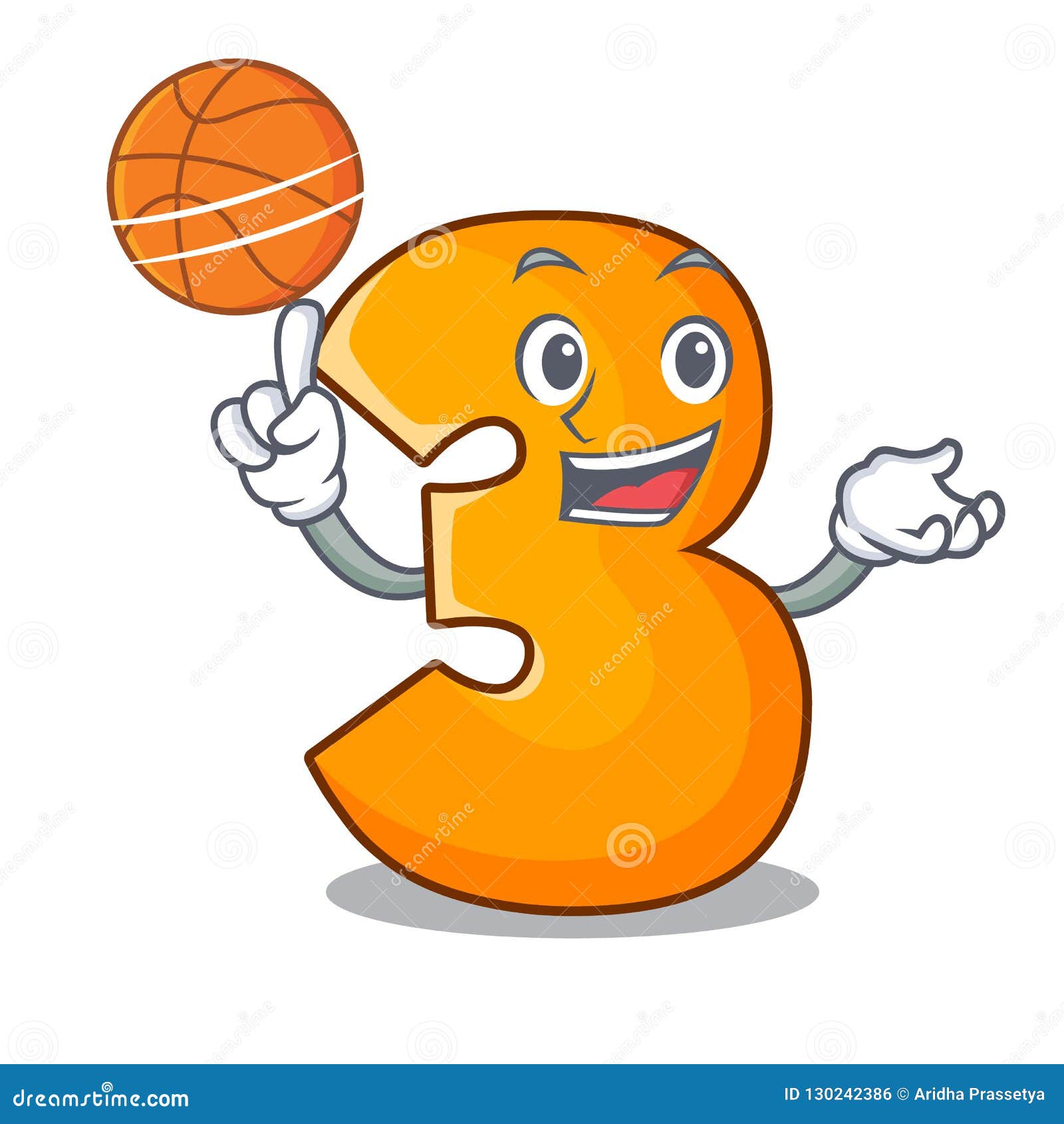 With Basketball Character Paper Cut Number Three Letter