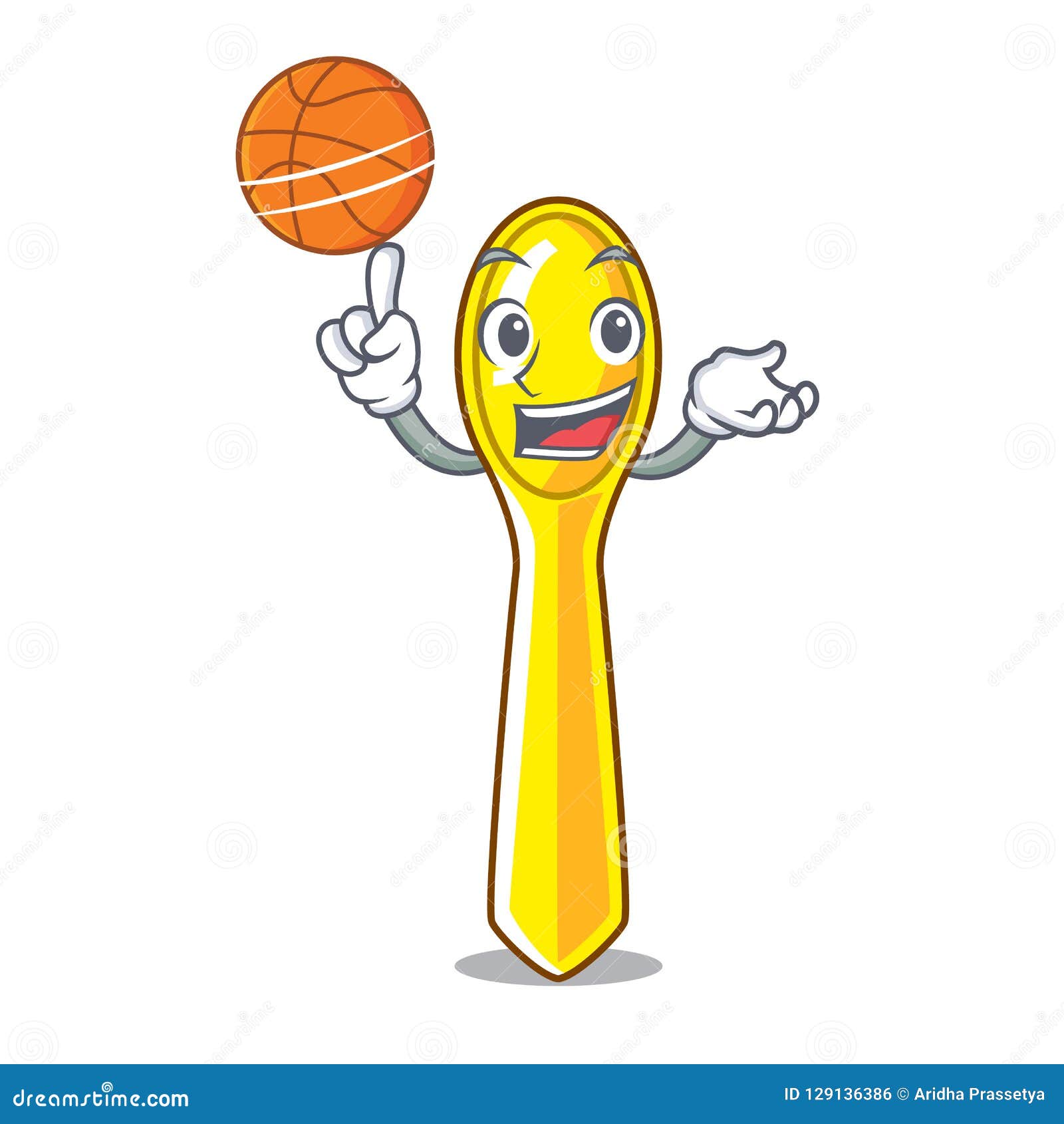With Basketball Character Spoon Plastic for Kid Meal Stock Vector