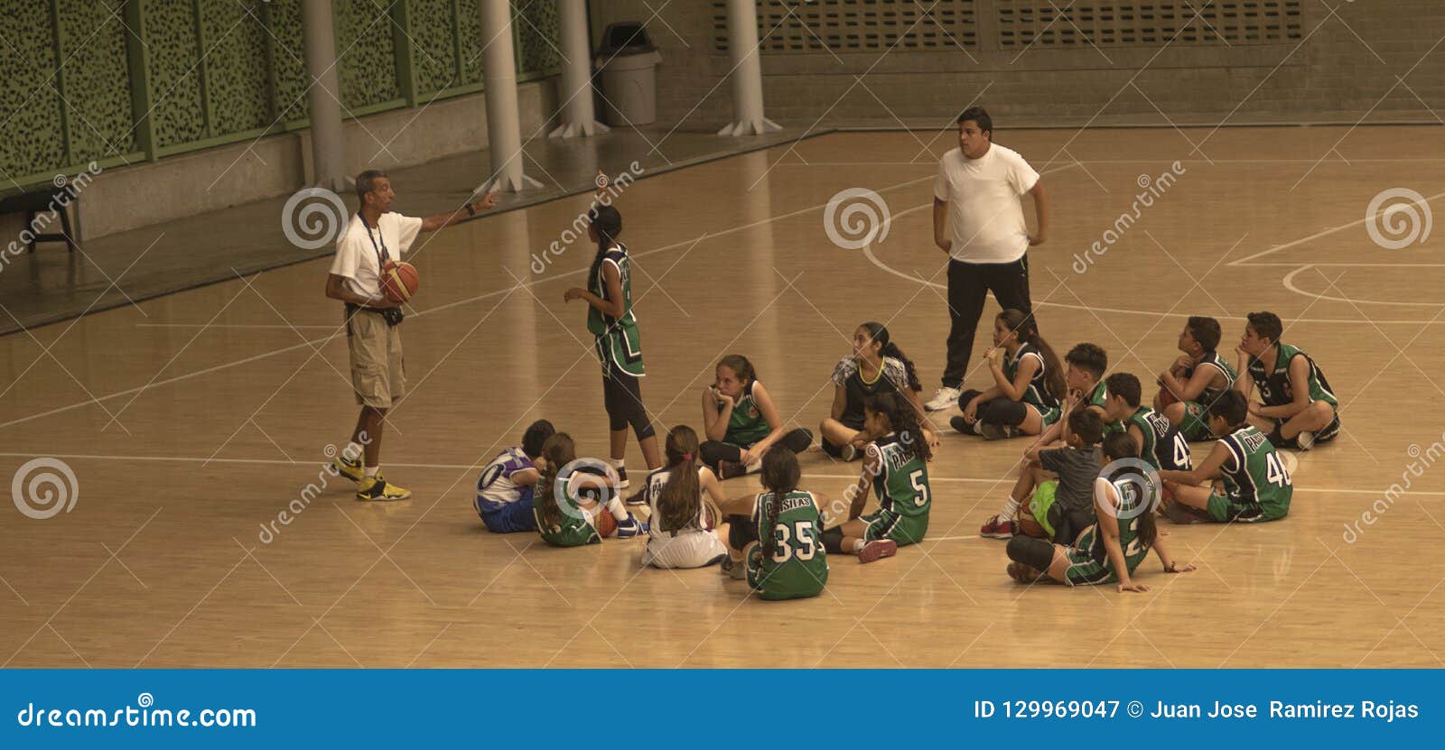 Basketball Coach and His Team Editorial Photography Image of