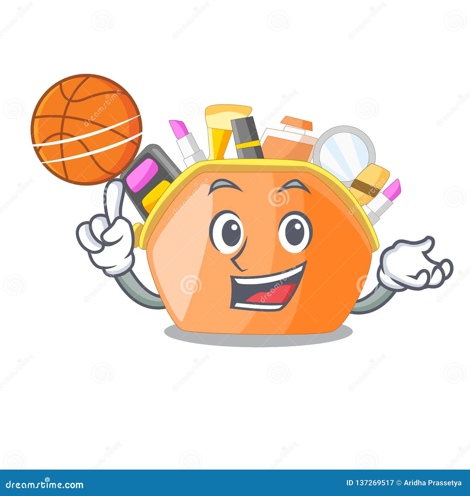 With Basketball Cosmetic Bag in the Character Shape Stock Vector