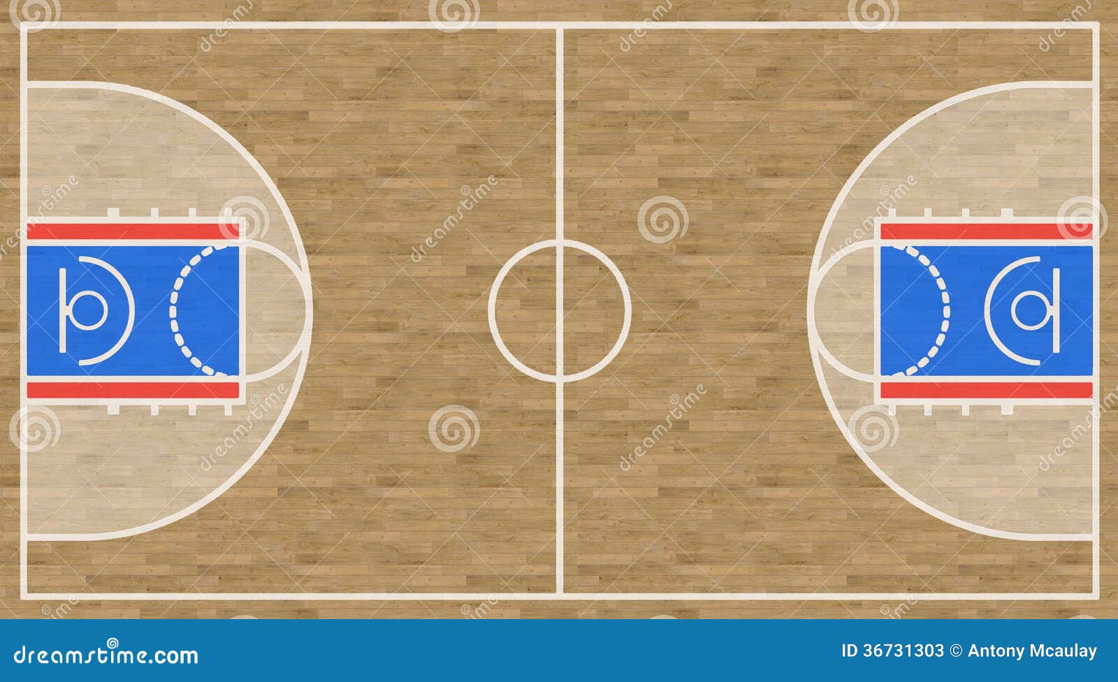 Basketball court, top view, ball in basket Stock Vector