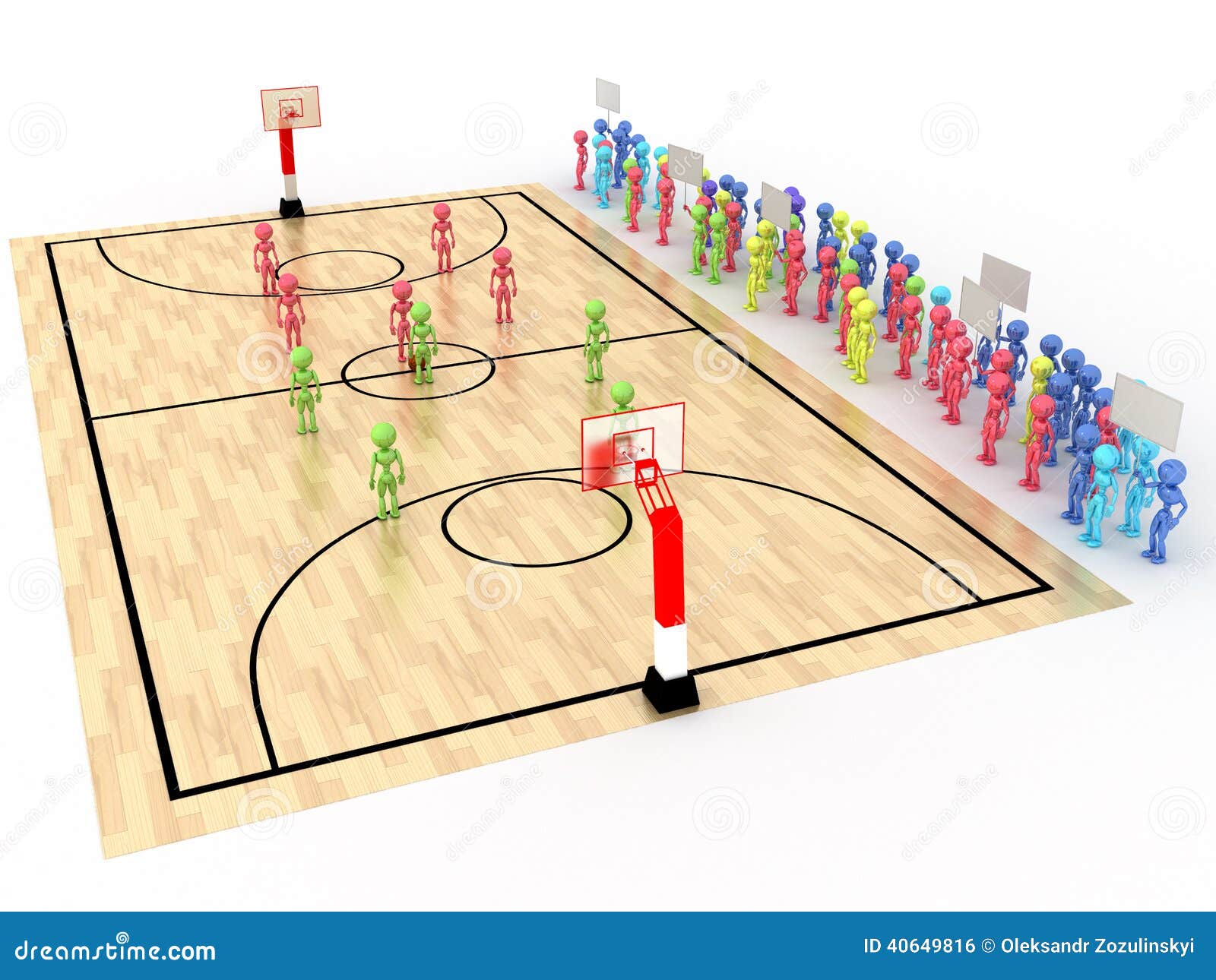 Basketball Court With Players And Spectators №2 Stock Illustration