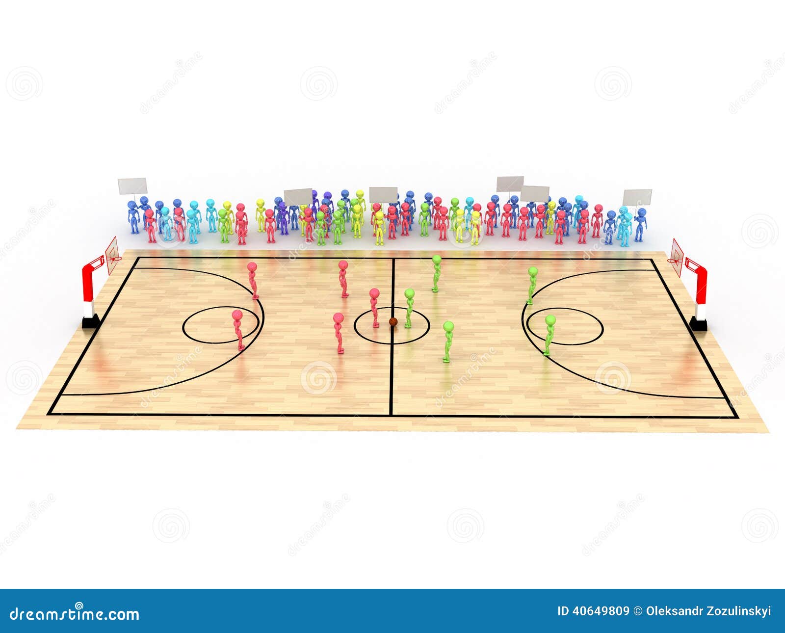 Basketball Court With Players And Spectators №1 Stock Illustration