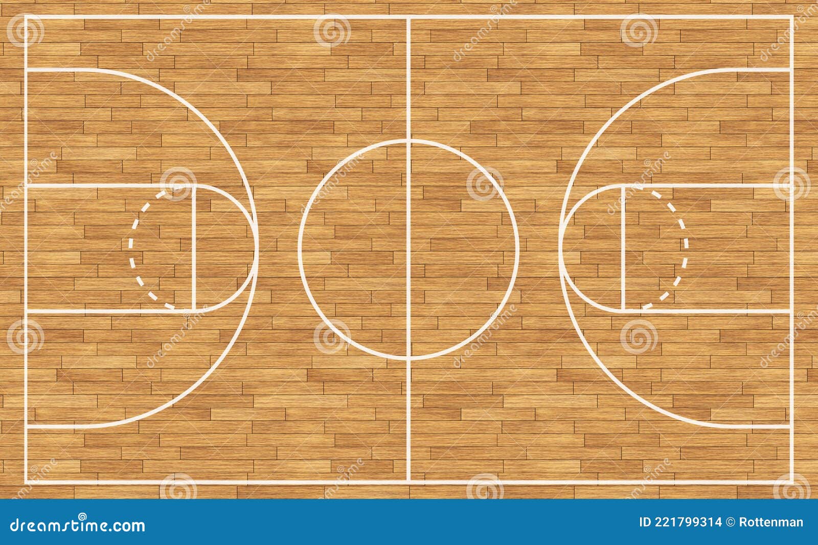 Basketball Court Wooden Flooring With White Lines Stock Photo Image