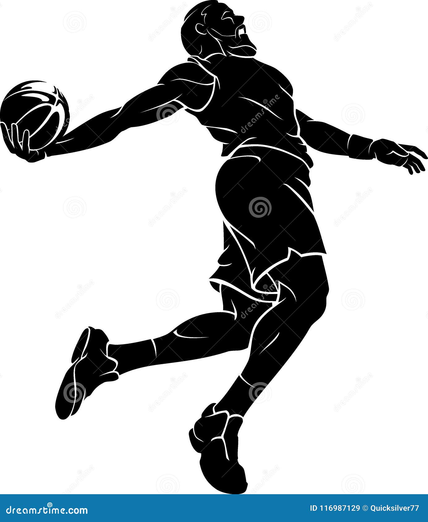 Basketball Dunk Bearded Version Stock Vector - Illustration of dribble ...