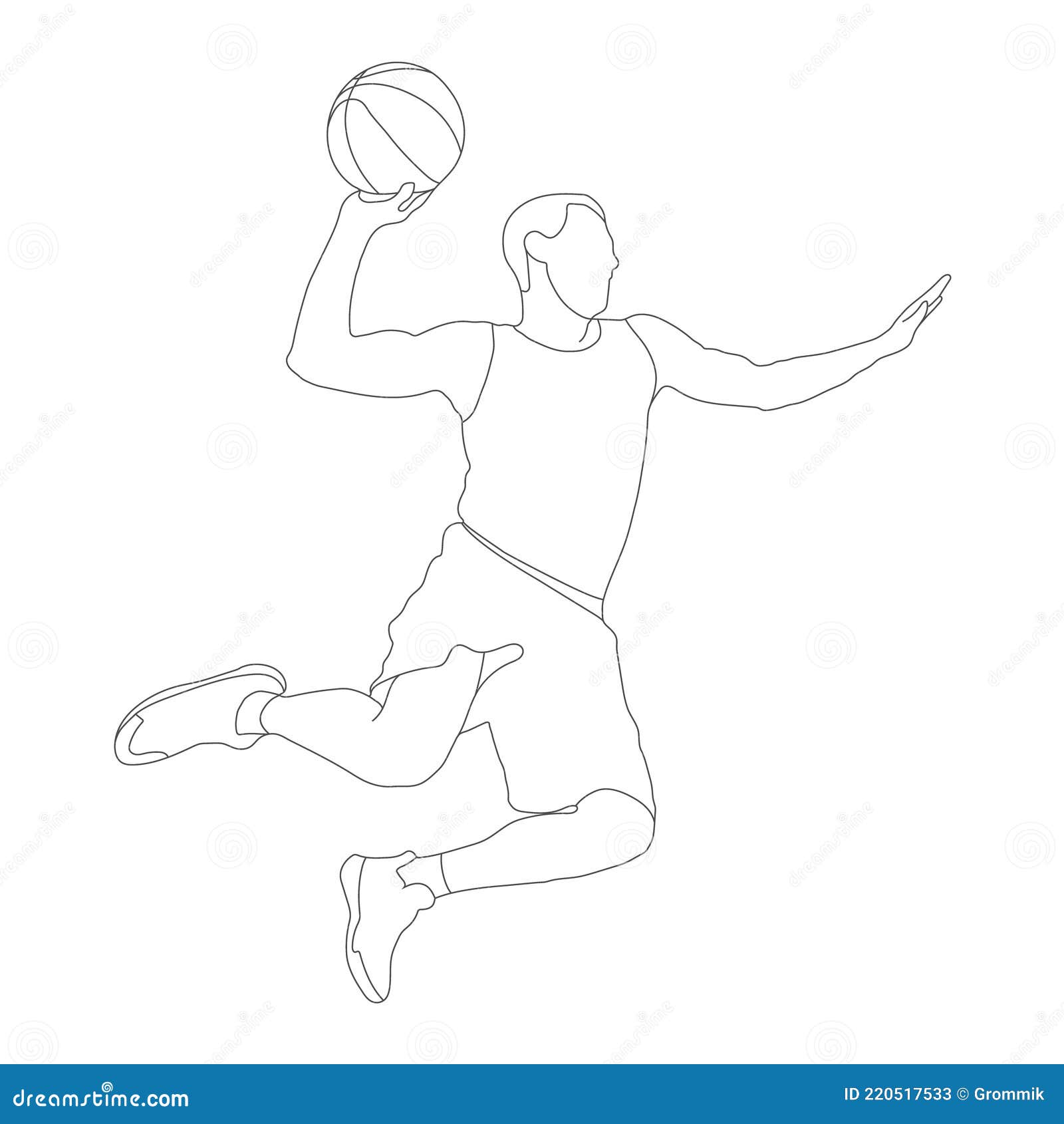 Basketball. Empty Contour Silhouette of a Basketball Player with a Ball ...
