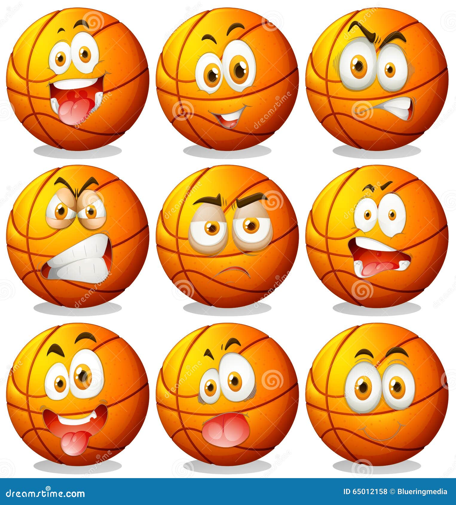 Basketball with Facial Expressions Stock Vector Illustration of