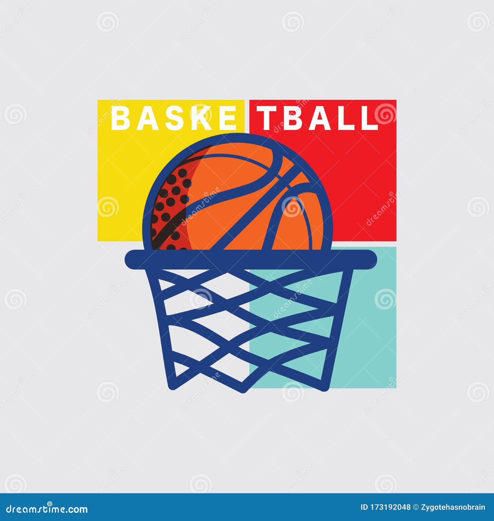 Basketball Flying into the Ring Logo Sport American Game Vector Stock