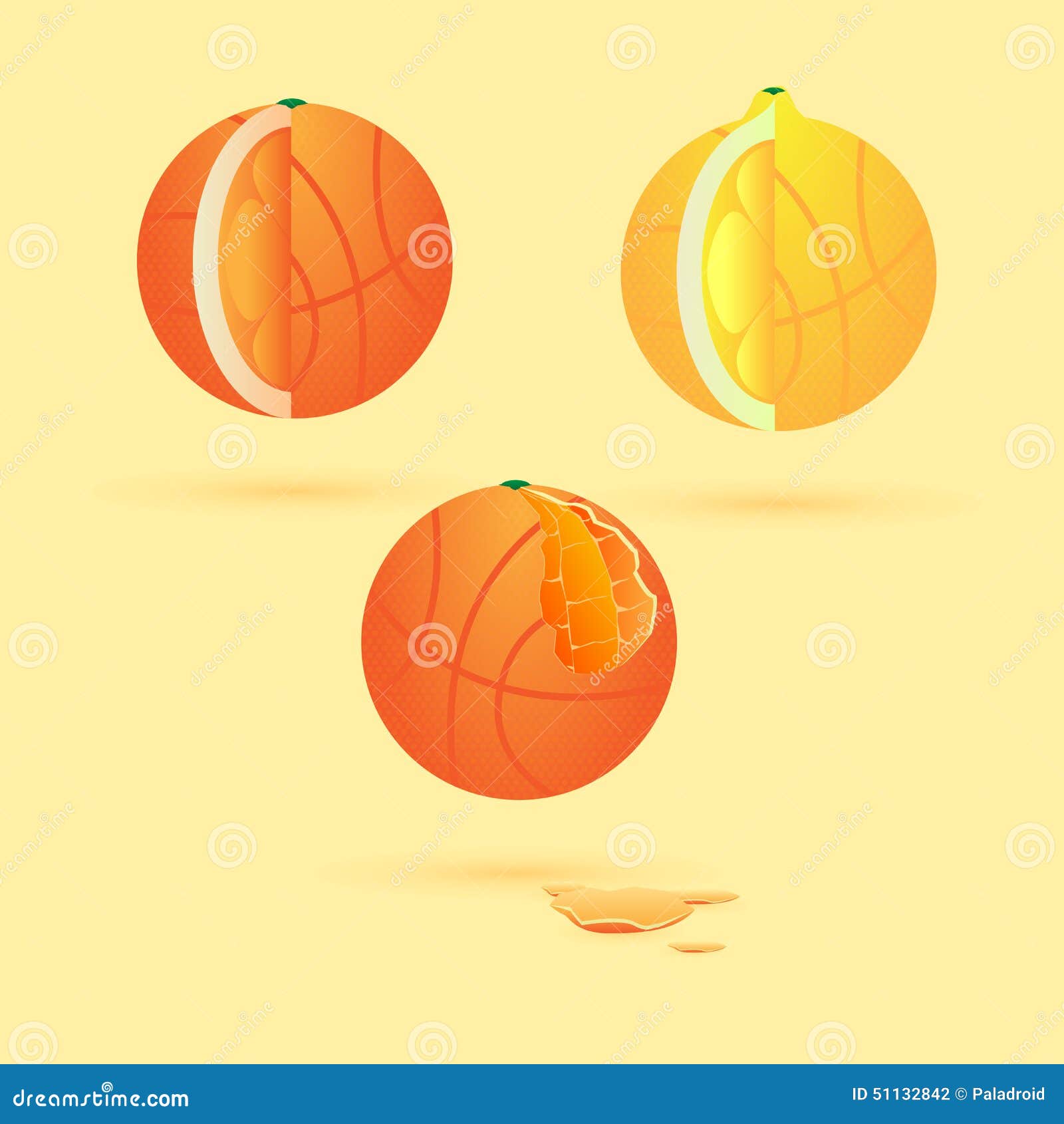 Basketball and fruit stock vector. Illustration of collection 51132842