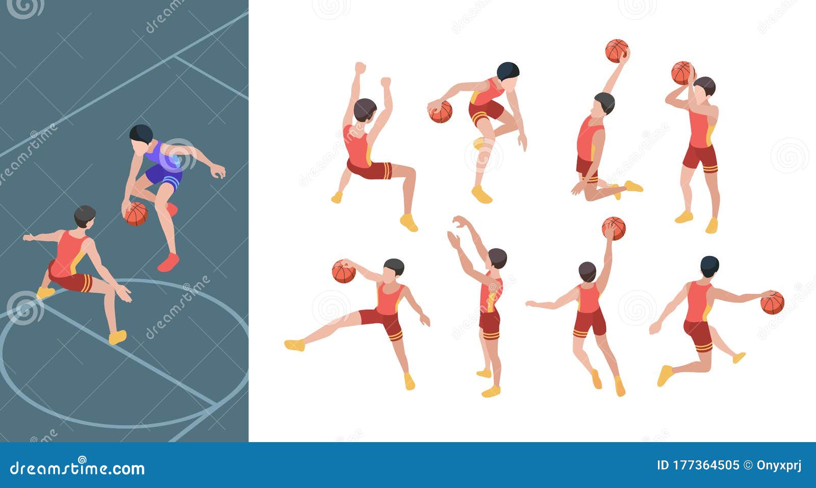 Basketball field. Sport club active game players in action poses orange  ball on court or floor vector isometric characters. Basketball play in  court field, game with ball illustration Stock Vector | Adobe