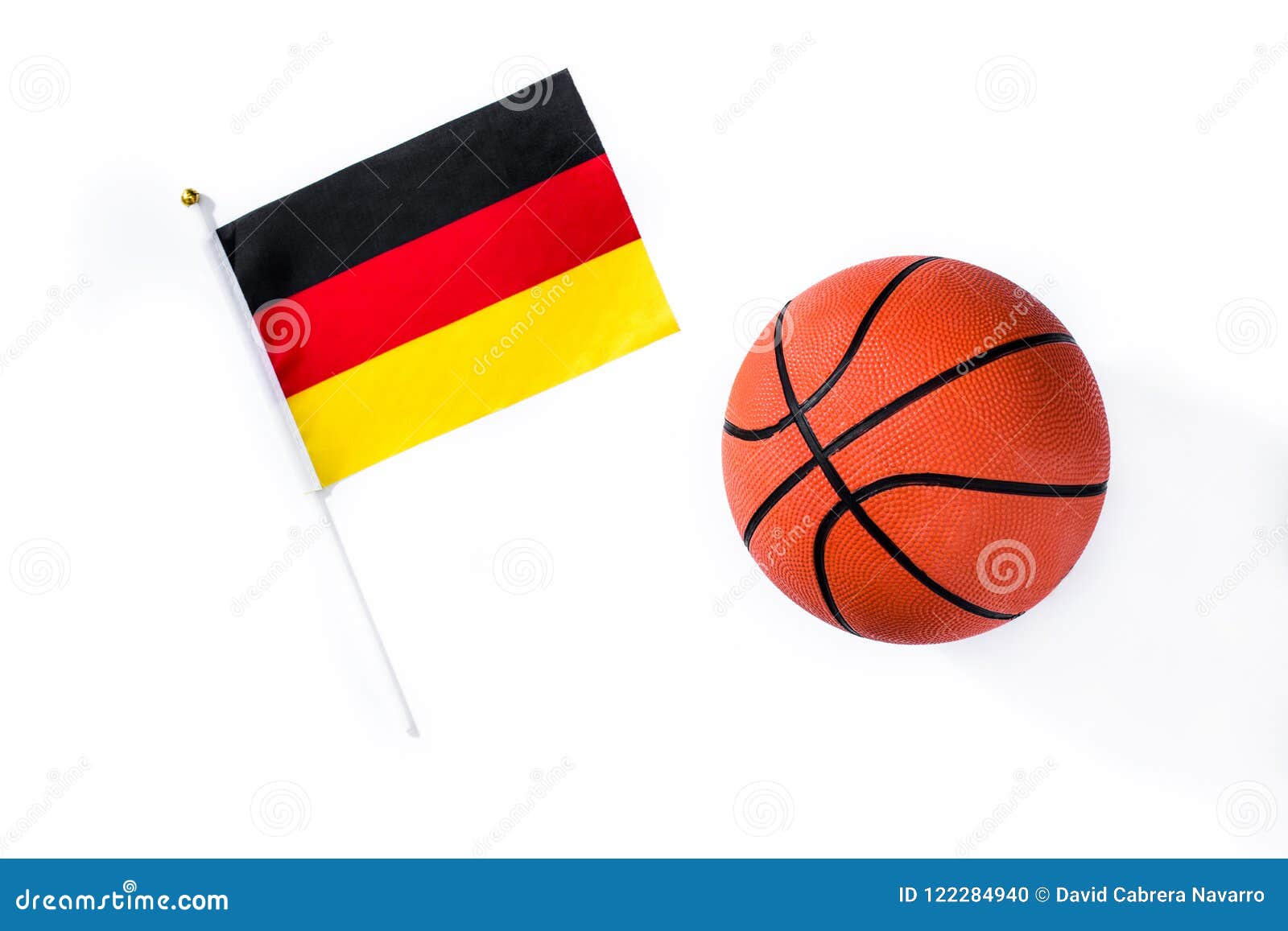 Basketball and German Flag Isolated on White Background. Top View Stock Photo Image of