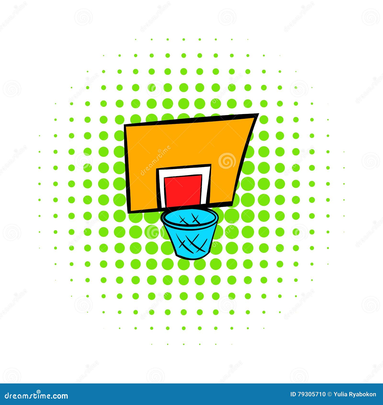 Basketball Goal Icon, Comics Style Stock Vector Illustration of high