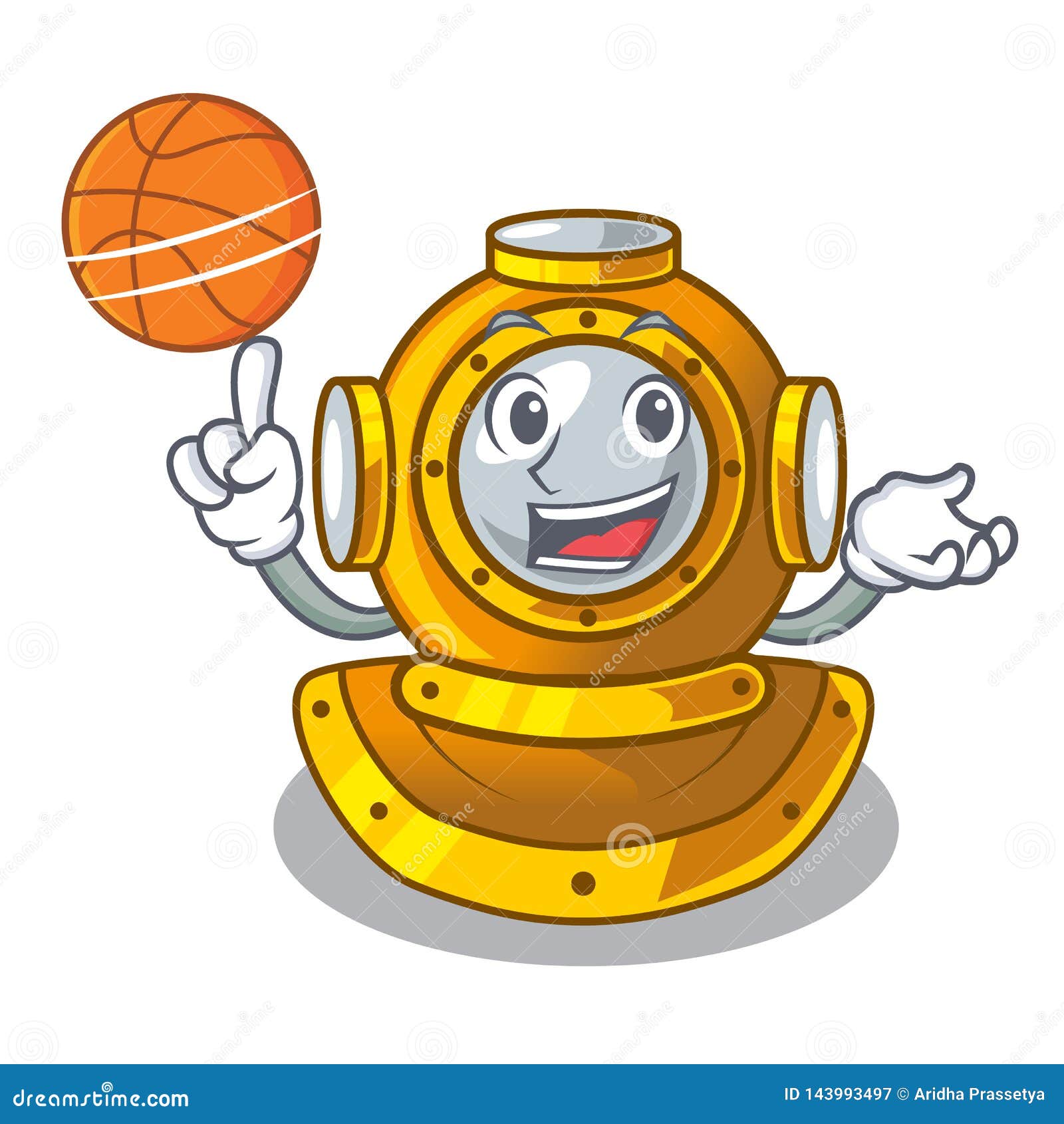 With Basketball Helmet Diving in the Mascot Shape Stock Vector