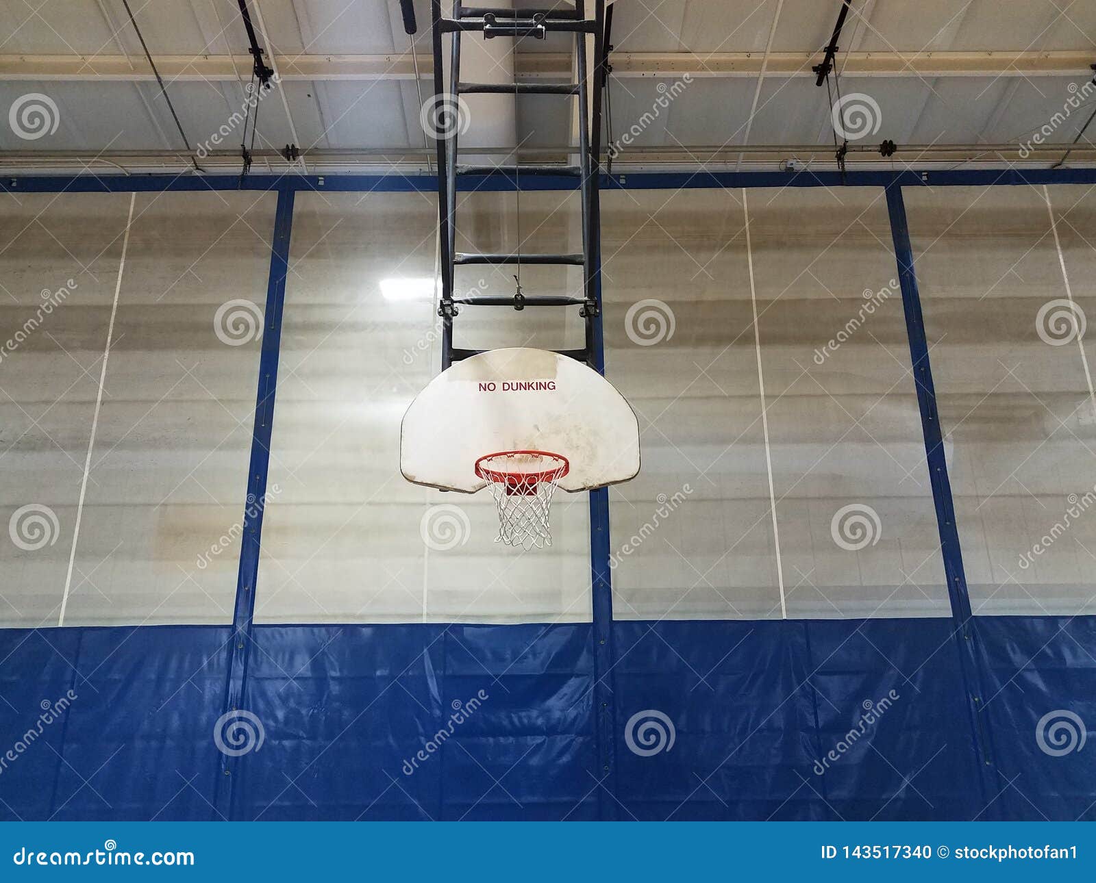 Basketball Hoop with Backboard Saying No Dunking Stock Photo Image of