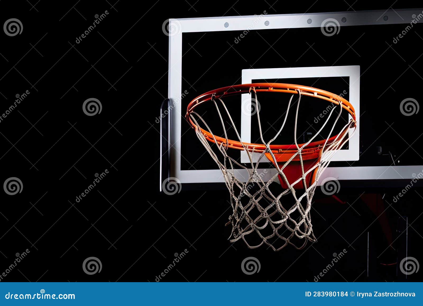 Basketball Hoop on a Black Background Stock Illustration Illustration