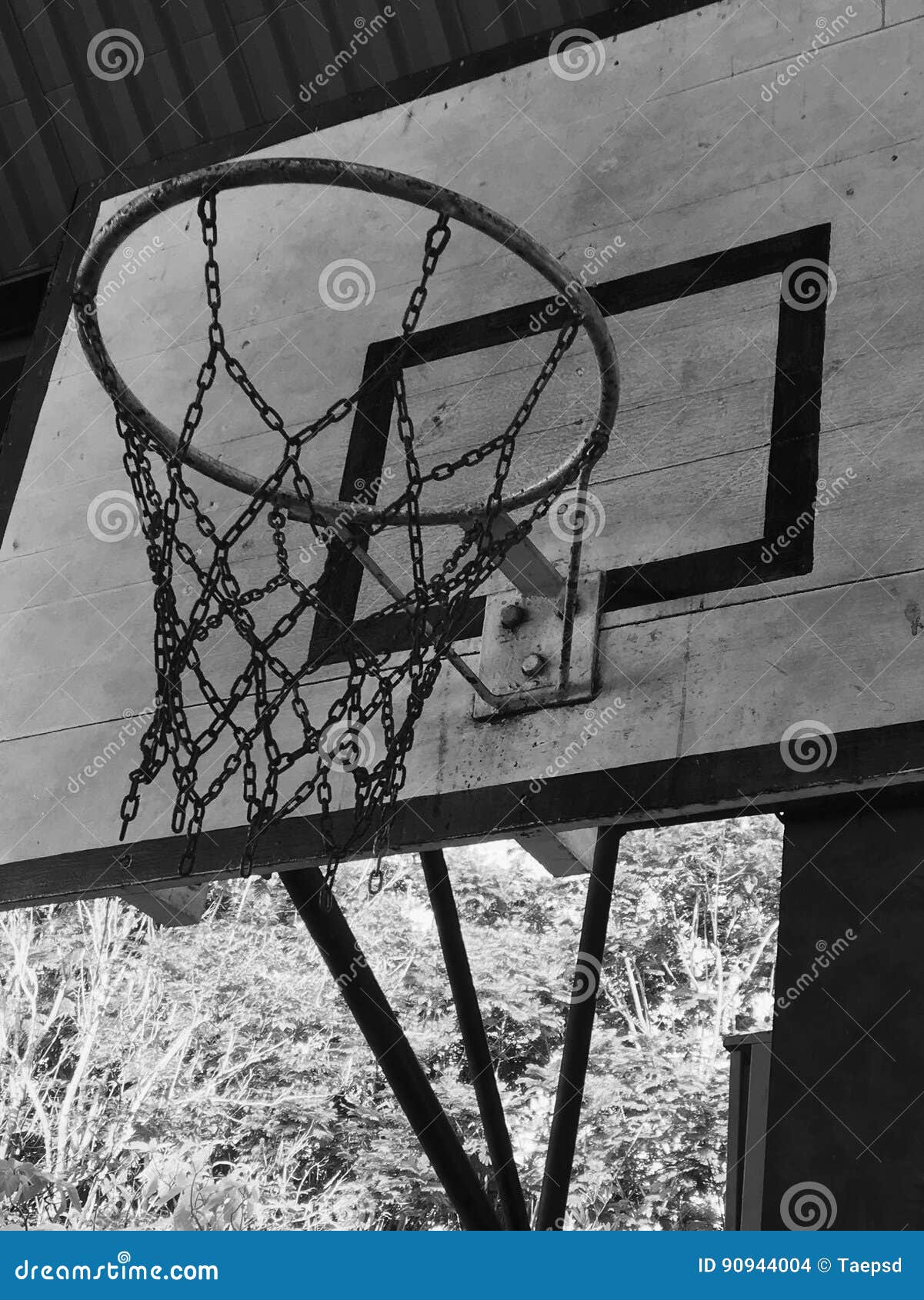 Basketball Hoop in Black and White Stock Photo - Image of court, white ...