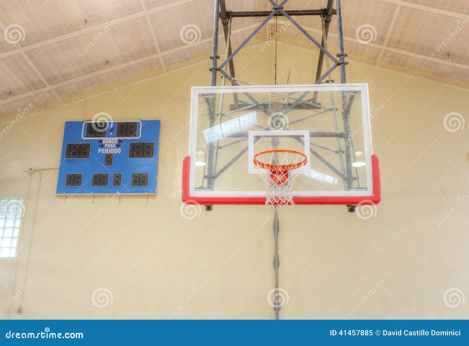 Basketball Hoop Cage with Score Table Stock Image Image of background