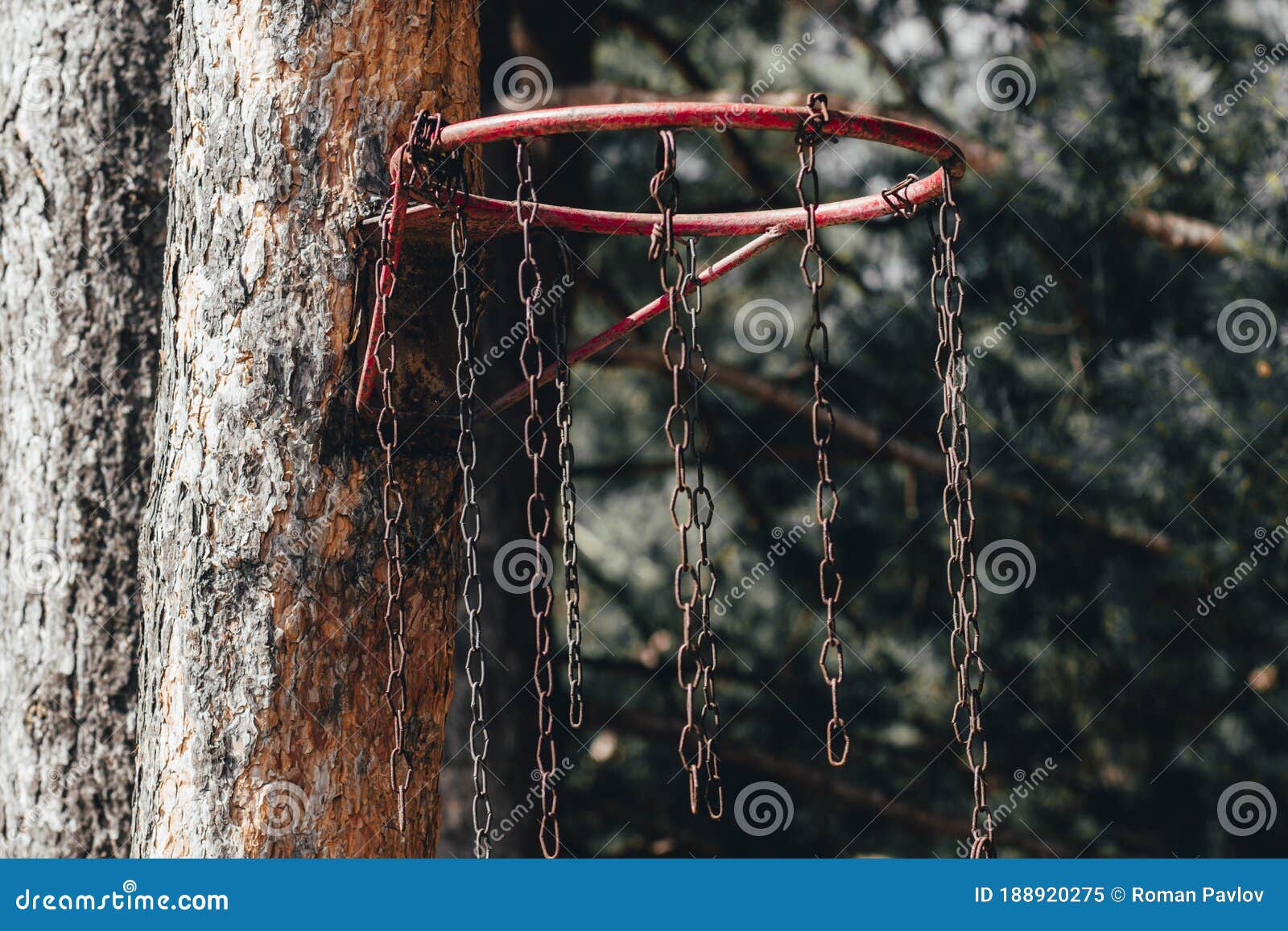A Basketball Hoop with Chains instead of a Net Stock Image - Image of ...