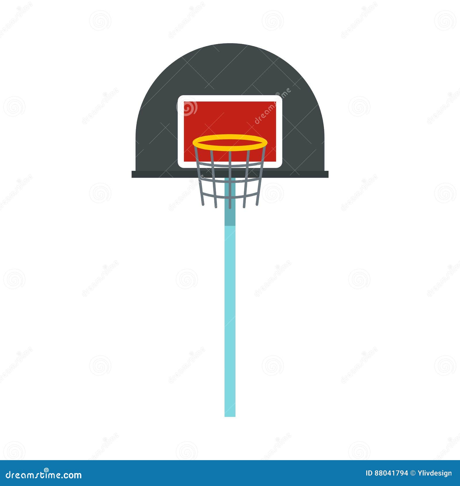 Basketball Hoop Icon, Flat Style Stock Vector Illustration of dunk