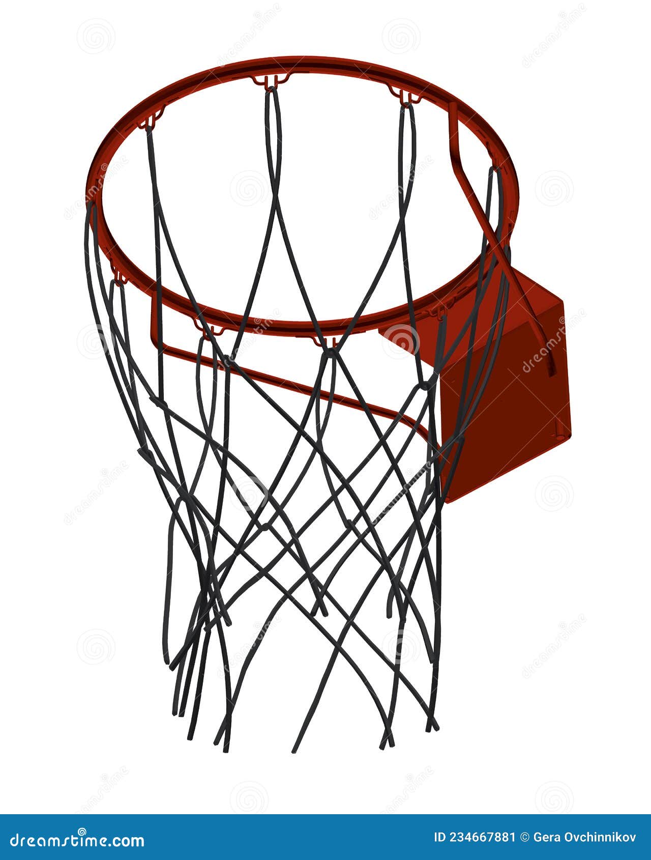 Basketball Hoop Isolated on White Background. Bottom View. 3D Stock