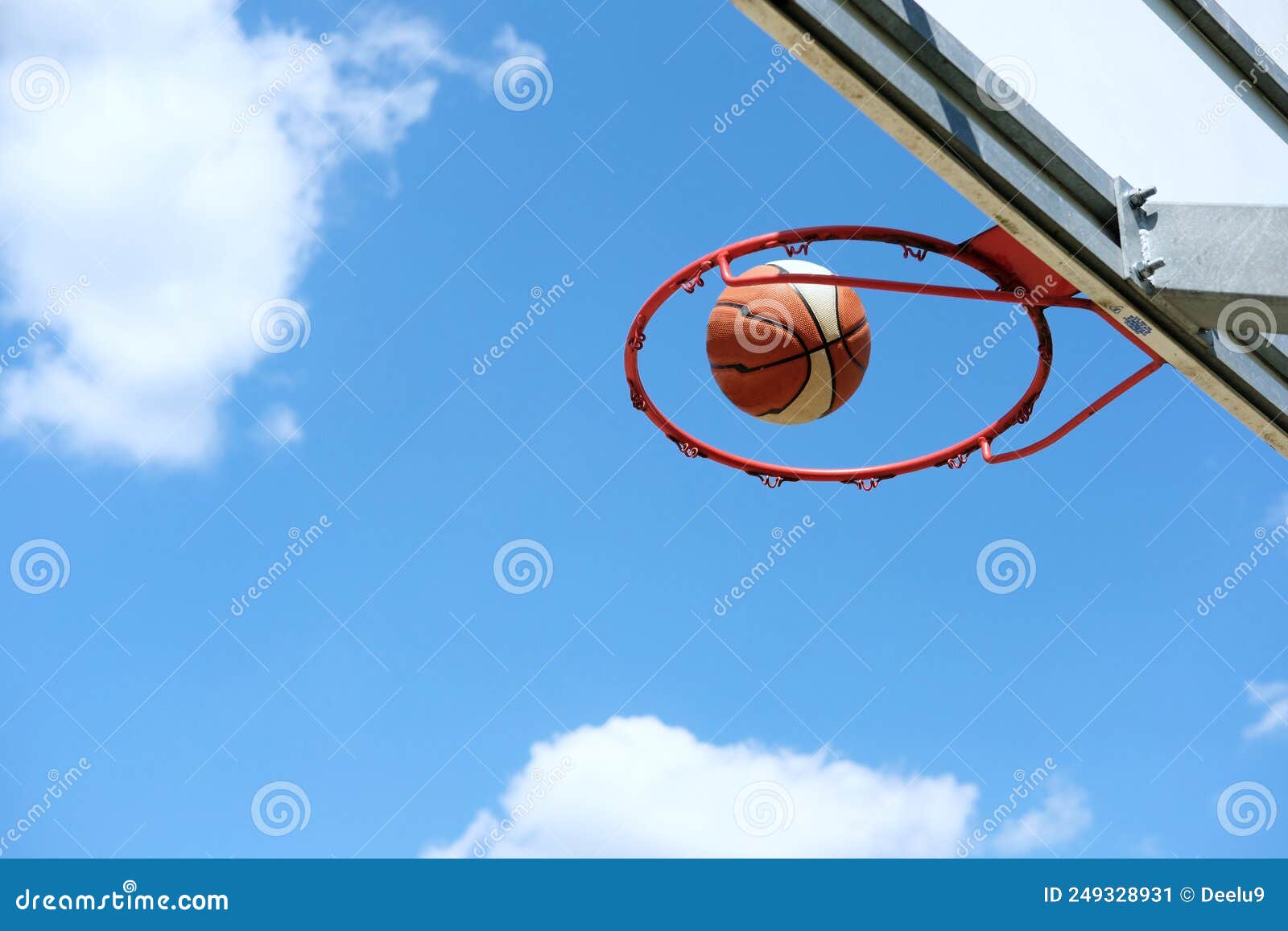 Basketball in Hoop Scoring Points in Game Stock Image Image of