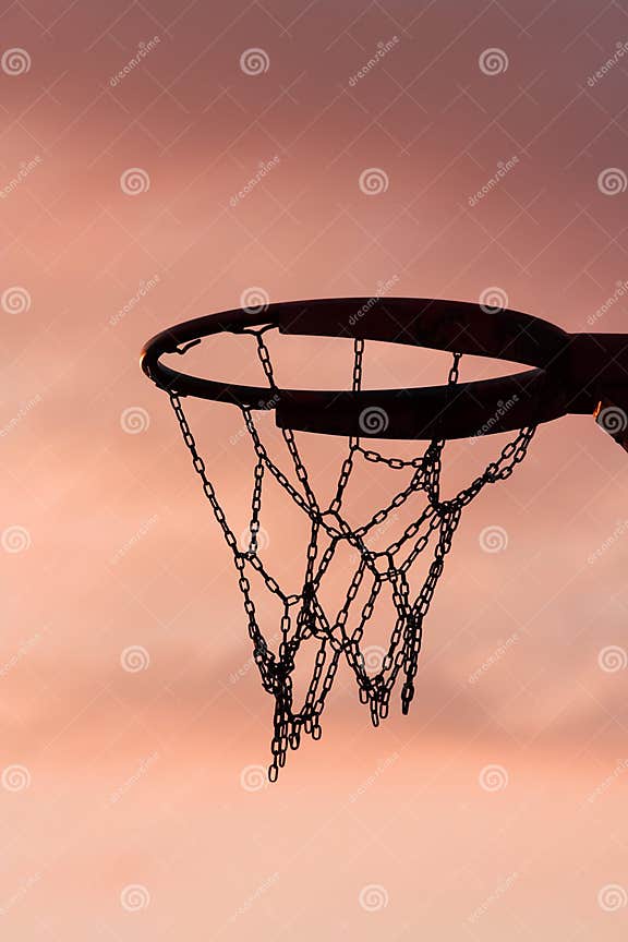Basketball hoop in sunset stock photo. Image of recreation 4668976