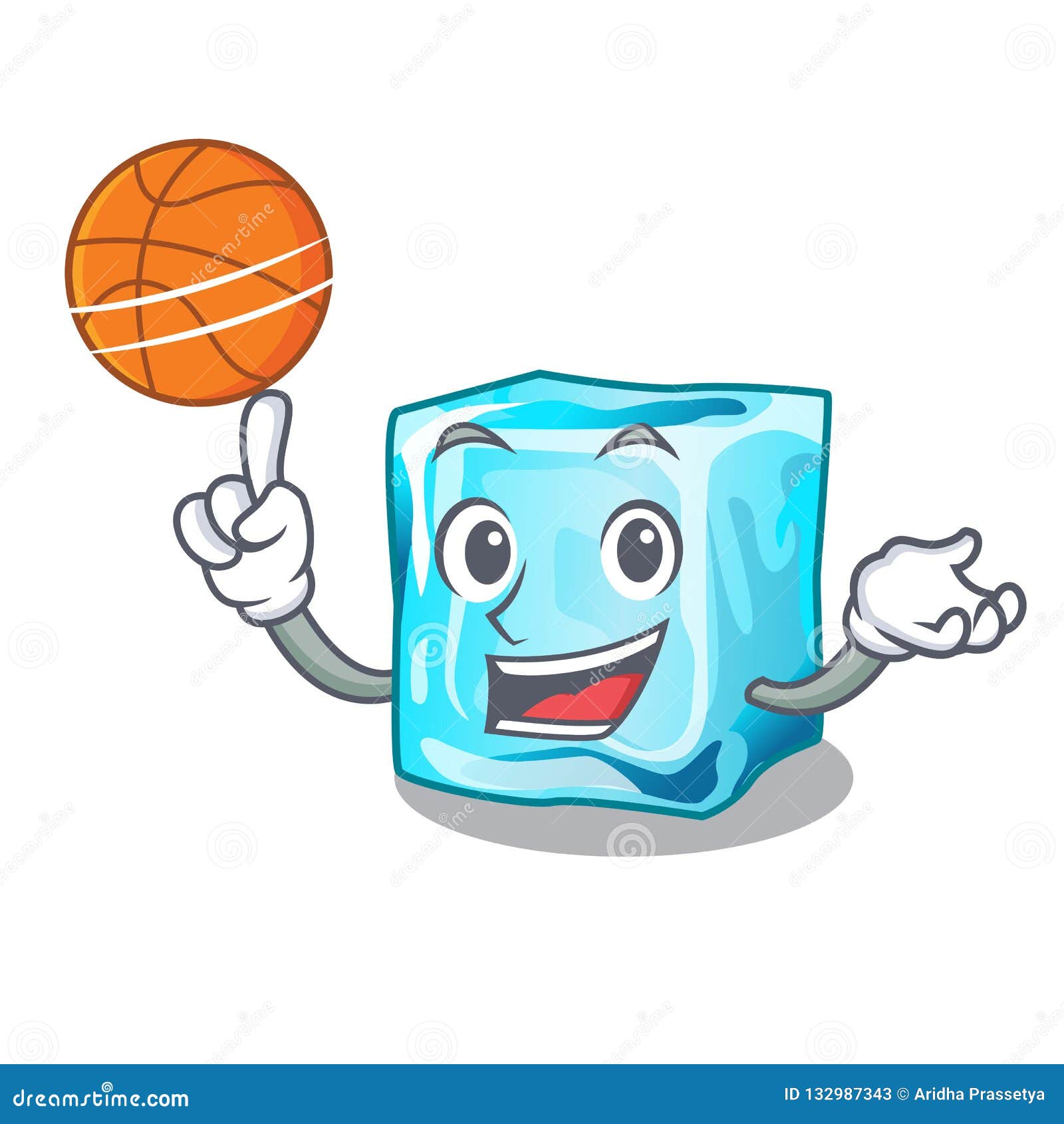 With Basketball Ice Cubes Shape on the Cartoon Stock Vector
