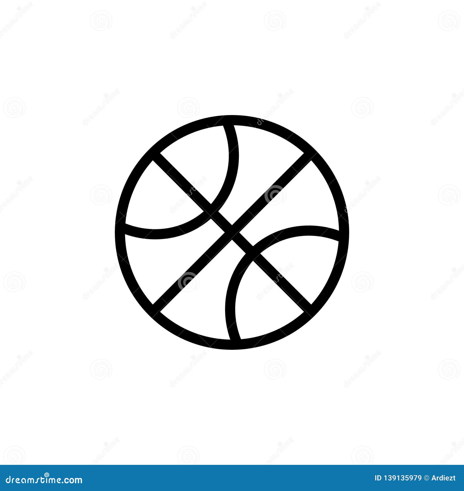 Basketball Icon in Outline Flat Style Stock Vector - Illustration of ...