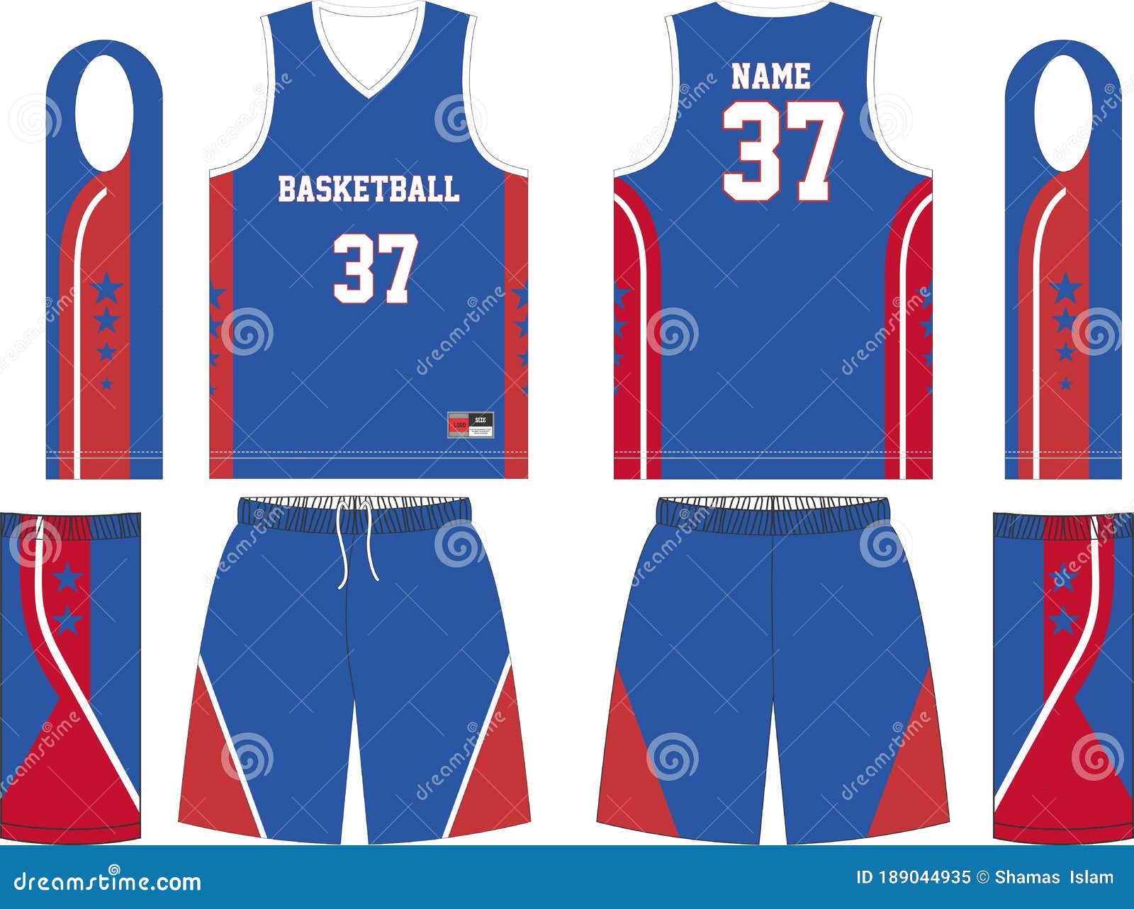 Basketball Jersey Set Template Collection Illustration Stock Vector ...