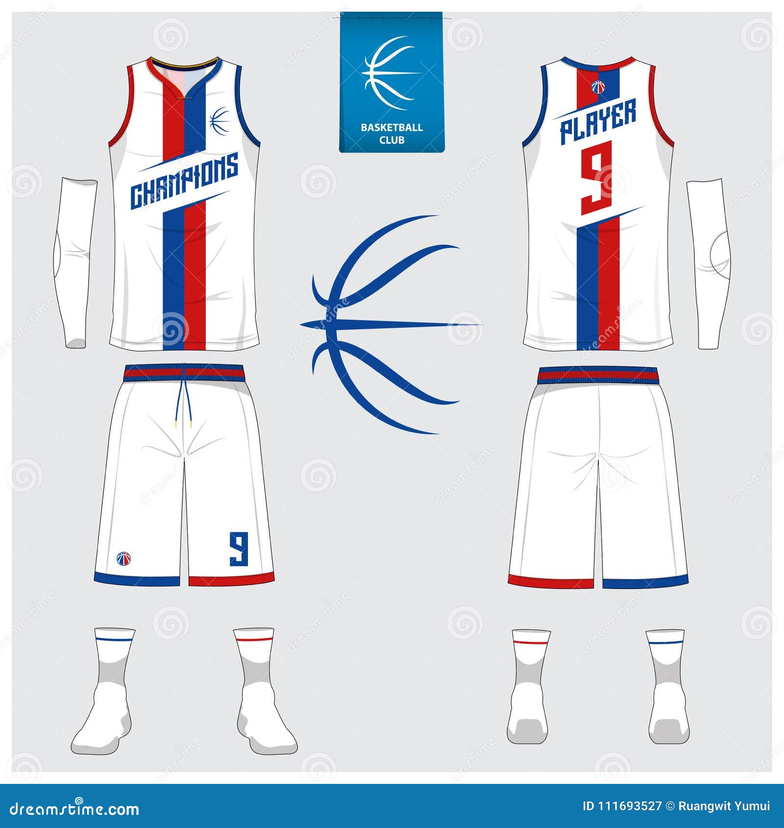 basketball jersey, shorts, socks template for basketball club. front and back view sport uniform. tank top t-shirt mock up.