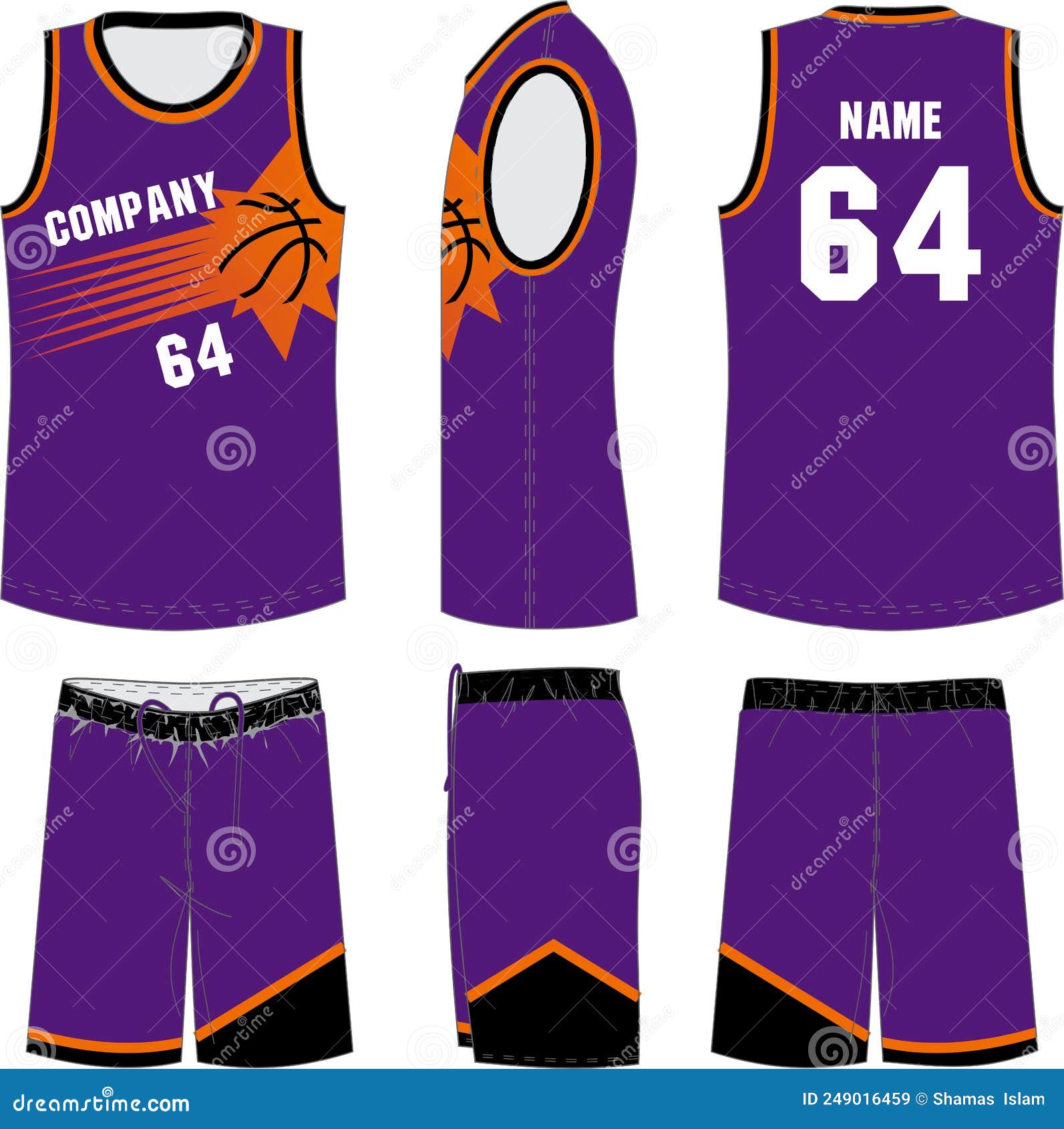 Basketball Jersey, Template for Basketball Club. Front and Back View ...