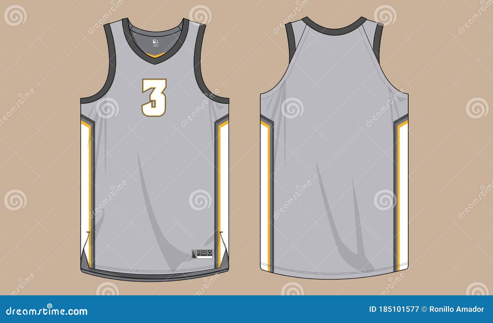 White Front And Back Nba Basketball Jersey Illustrations with