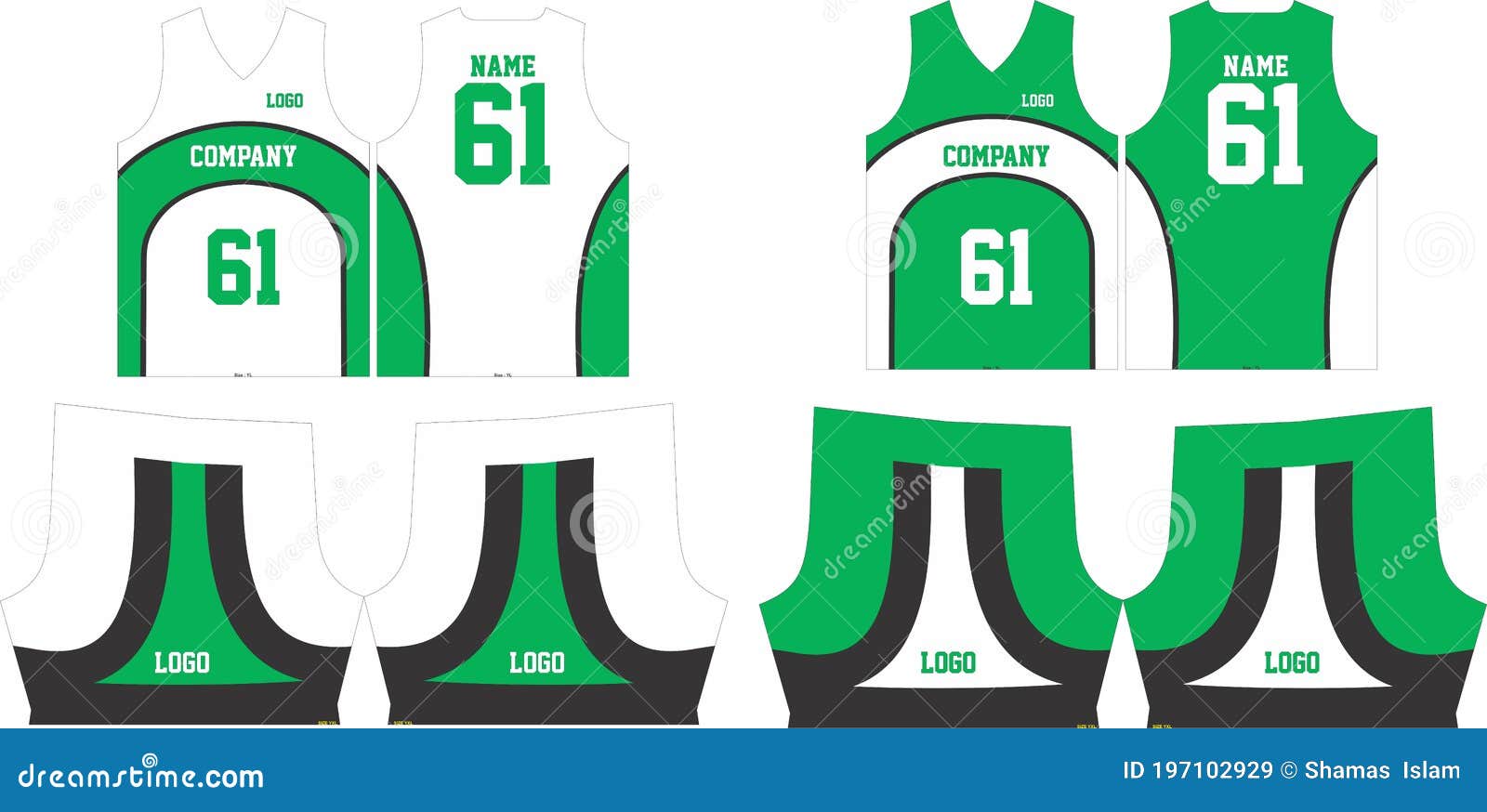 Basketball Jersey Uniforms Pattern Design Templates Front and Back View