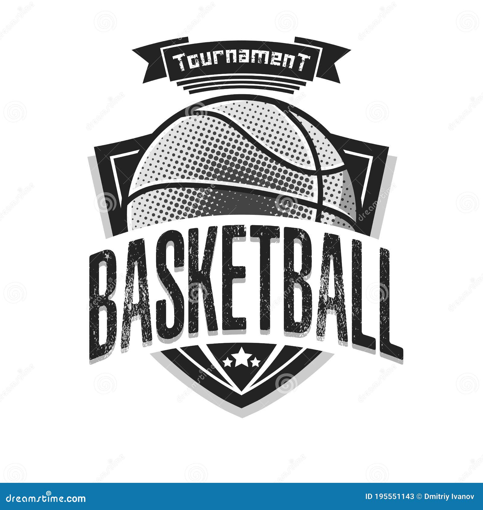 Basketball championship logo design. Graphic design for t-shirt and print  media. Vector and illustration. Stock Vector