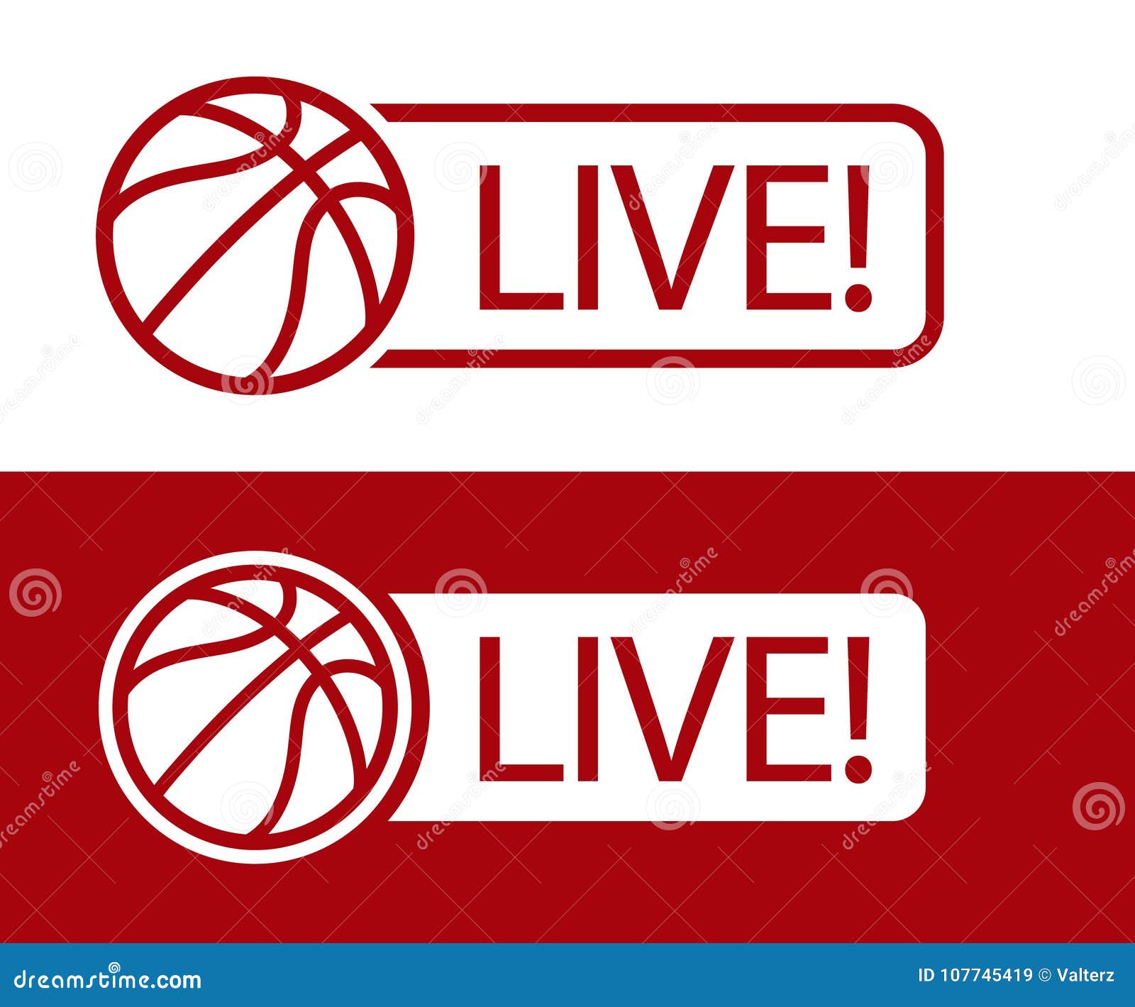 Basketball Match LIVE Broadcast Icon Vector Illustration Stock Vector