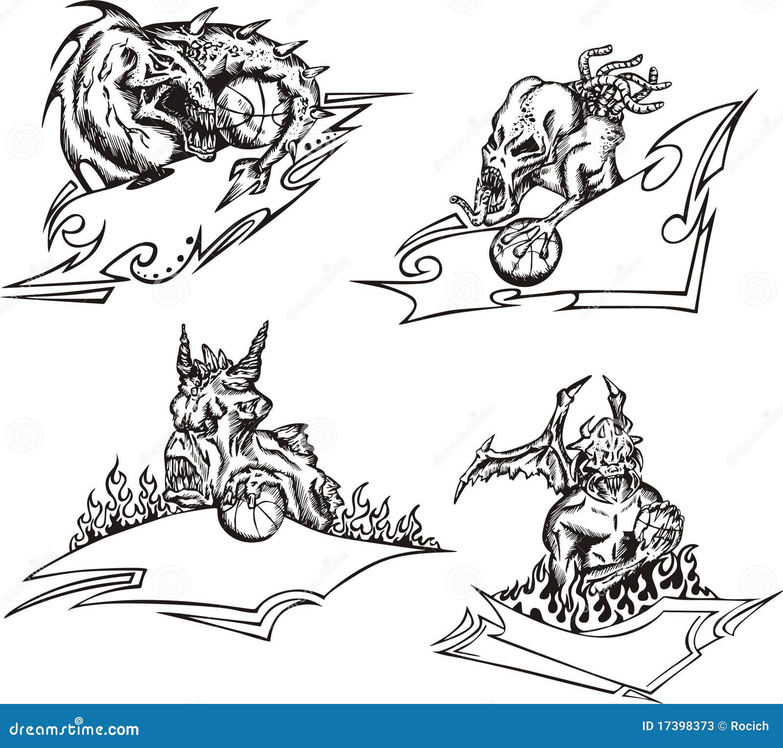 Basketball Monster Templates (set 2) Stock Vector Illustration of