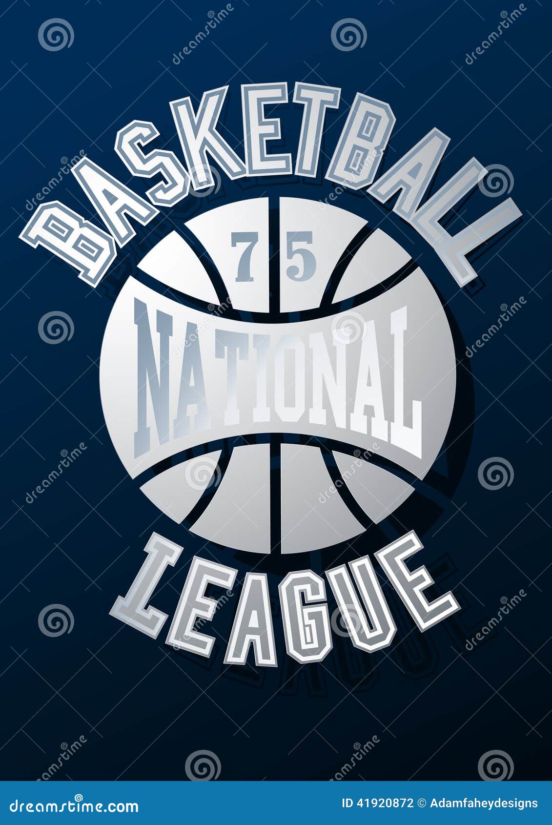 Basketball National League on a Navy Blue Background Stock Vector