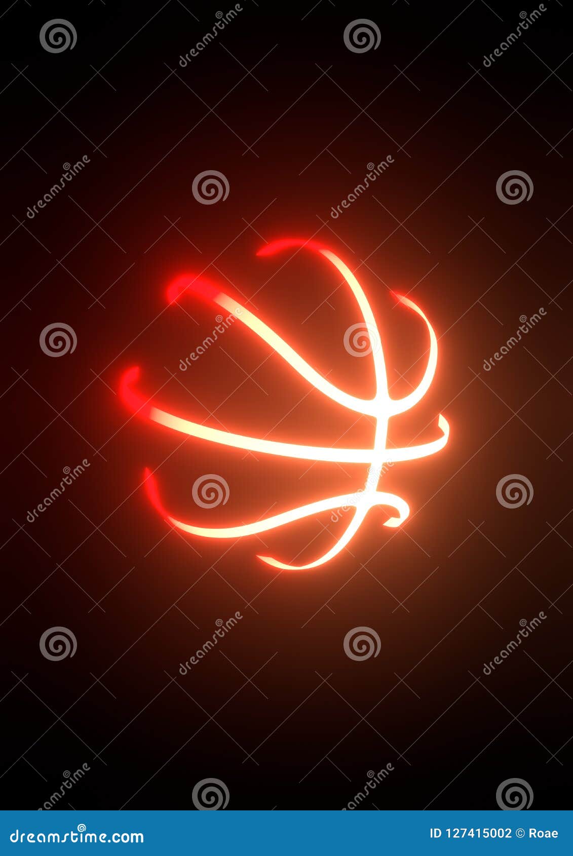 Basketball Neon 3d Illustration Rendered Stock Illustration