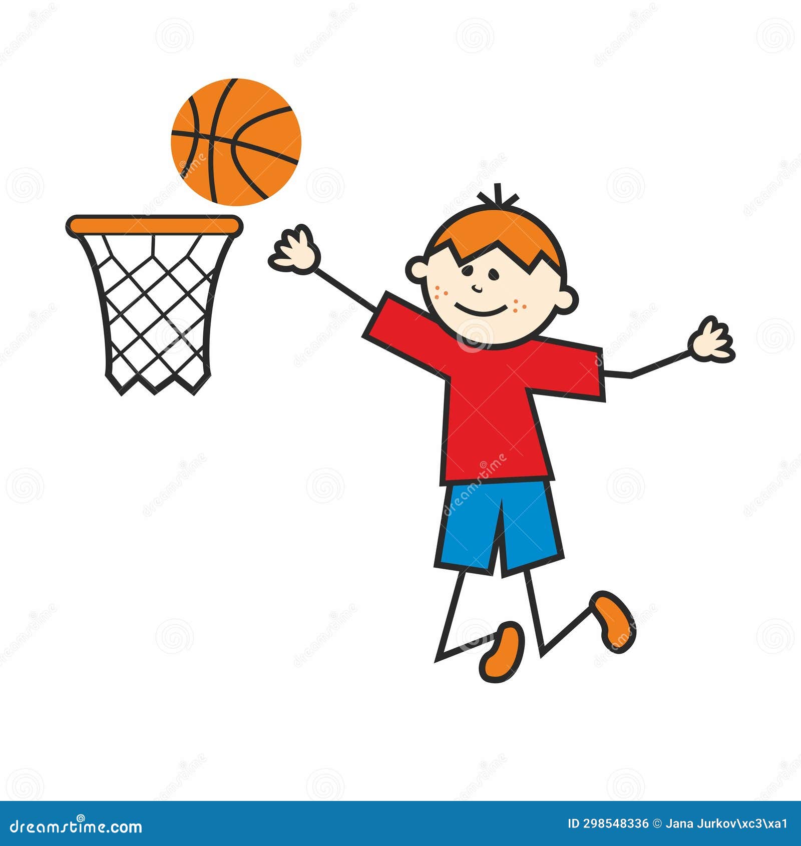 Boy basketball player throws ball in basket Vector Image