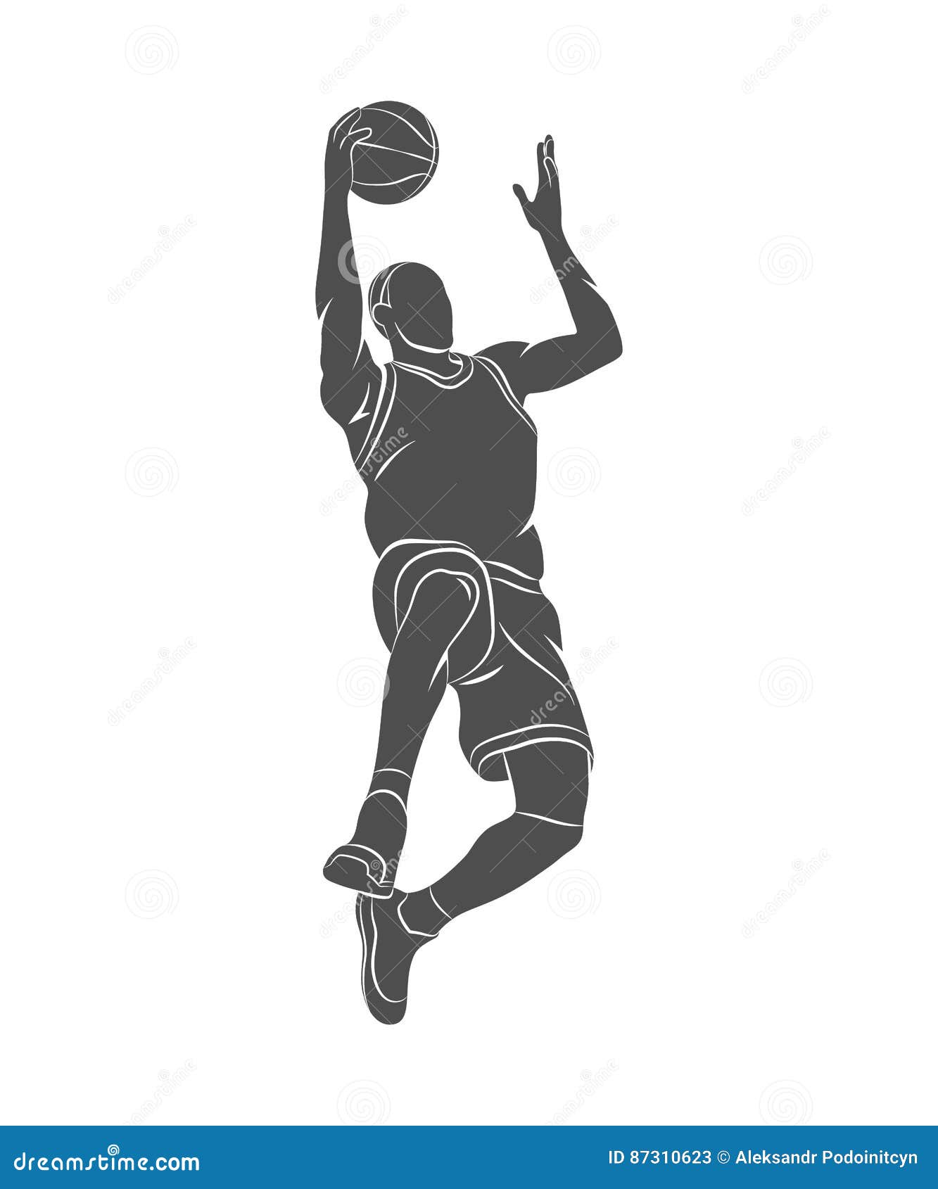 Basketball player, ball stock vector. Illustration of dribble - 87310623