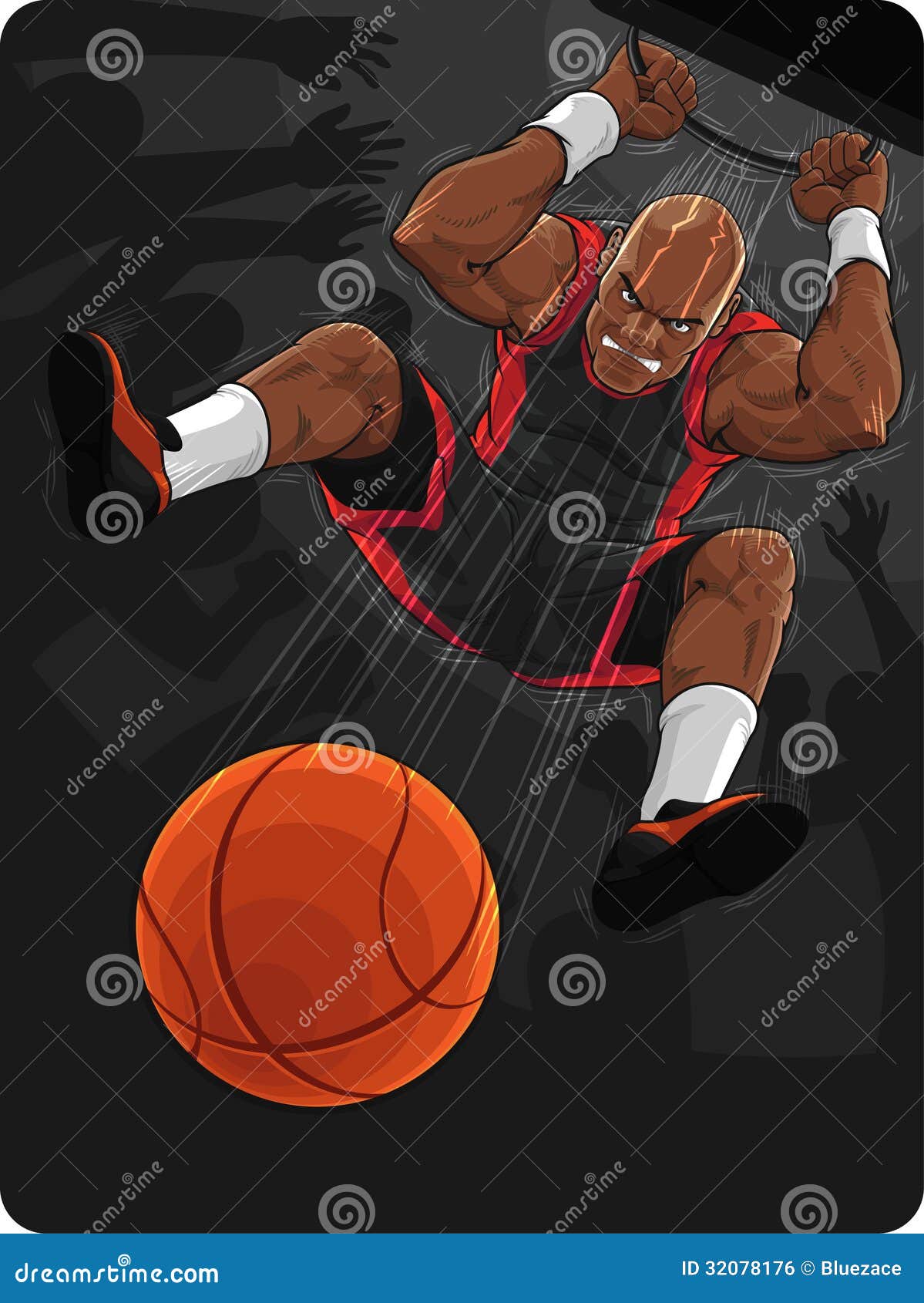 basketball player doing slam dunk