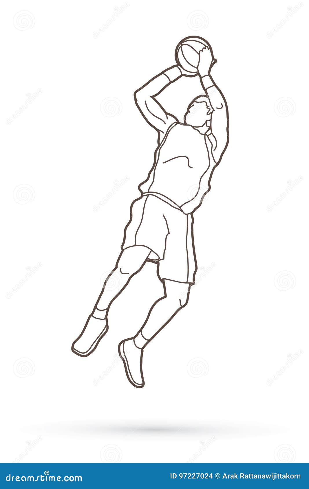 Basketball Player Jumping and Prepare Shooting a Ball Stock Vector