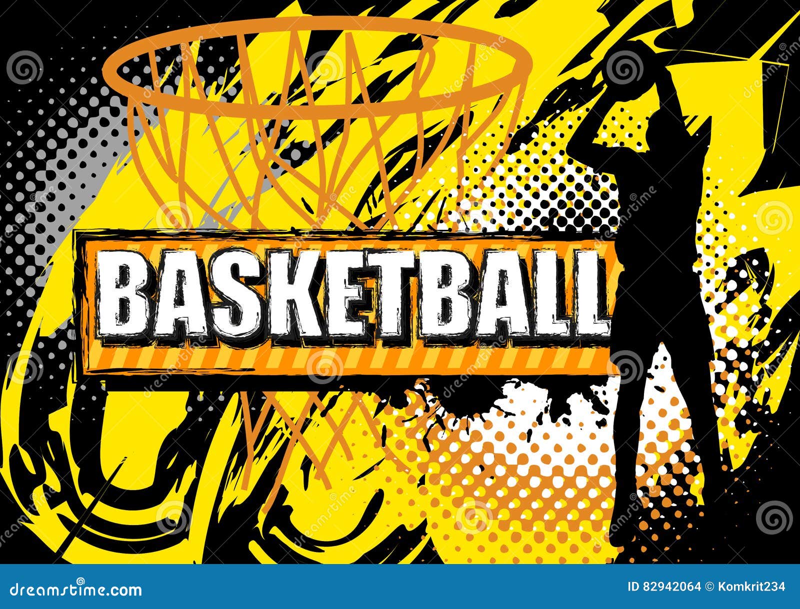 Basketball Player Shooting Ball on Grunge Background Stock Vector
