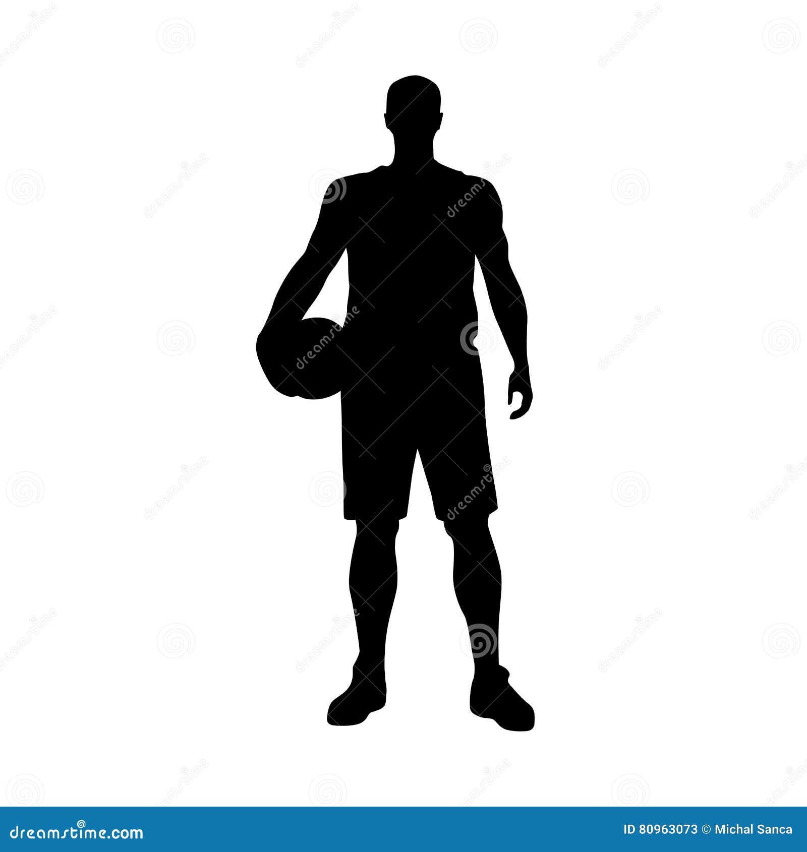 Basketball Player Standing and Holding Ball Stock Vector Illustration