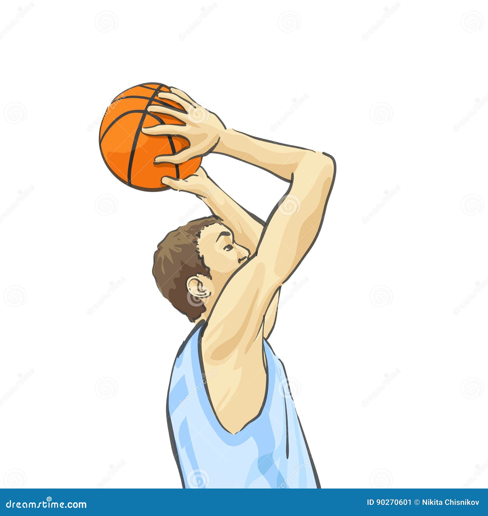 Basketball Player Throws the Ball into the Basket Stock Vector ...