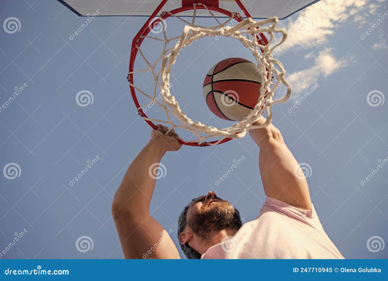 Basketball Player Throws the Ball into the Hoop Outdoor, Targeting Stock Image Image of player