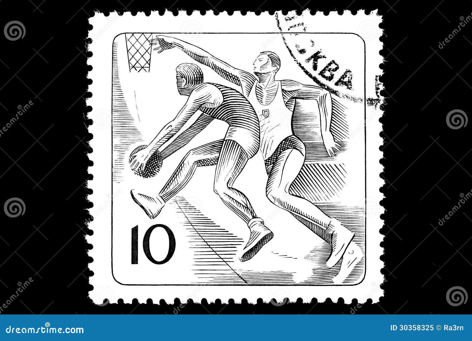 Basketball on a Postage Stamp Editorial Image Image of closeup